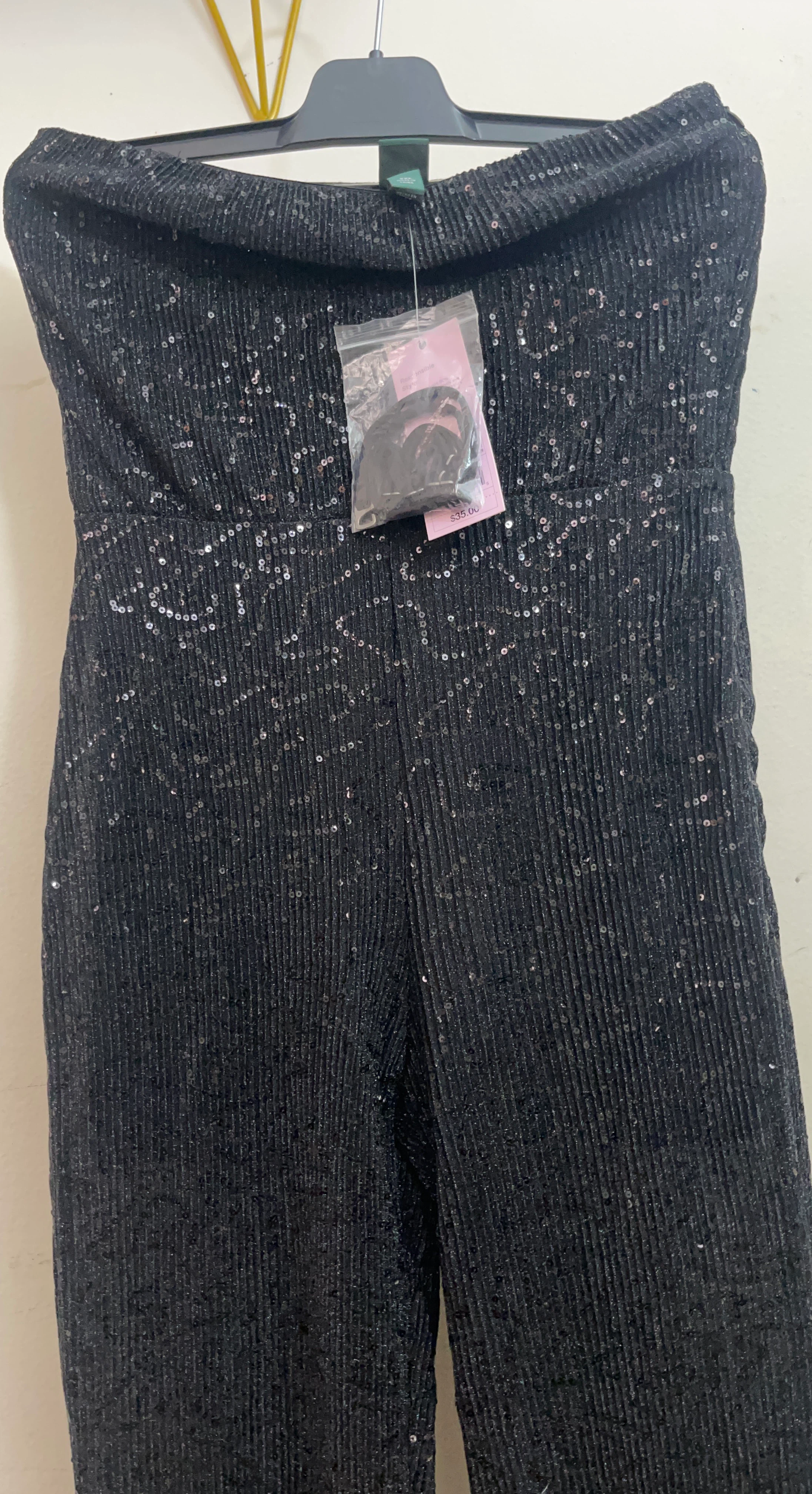 Black Sequin Strapless Jumpsuit XXS.