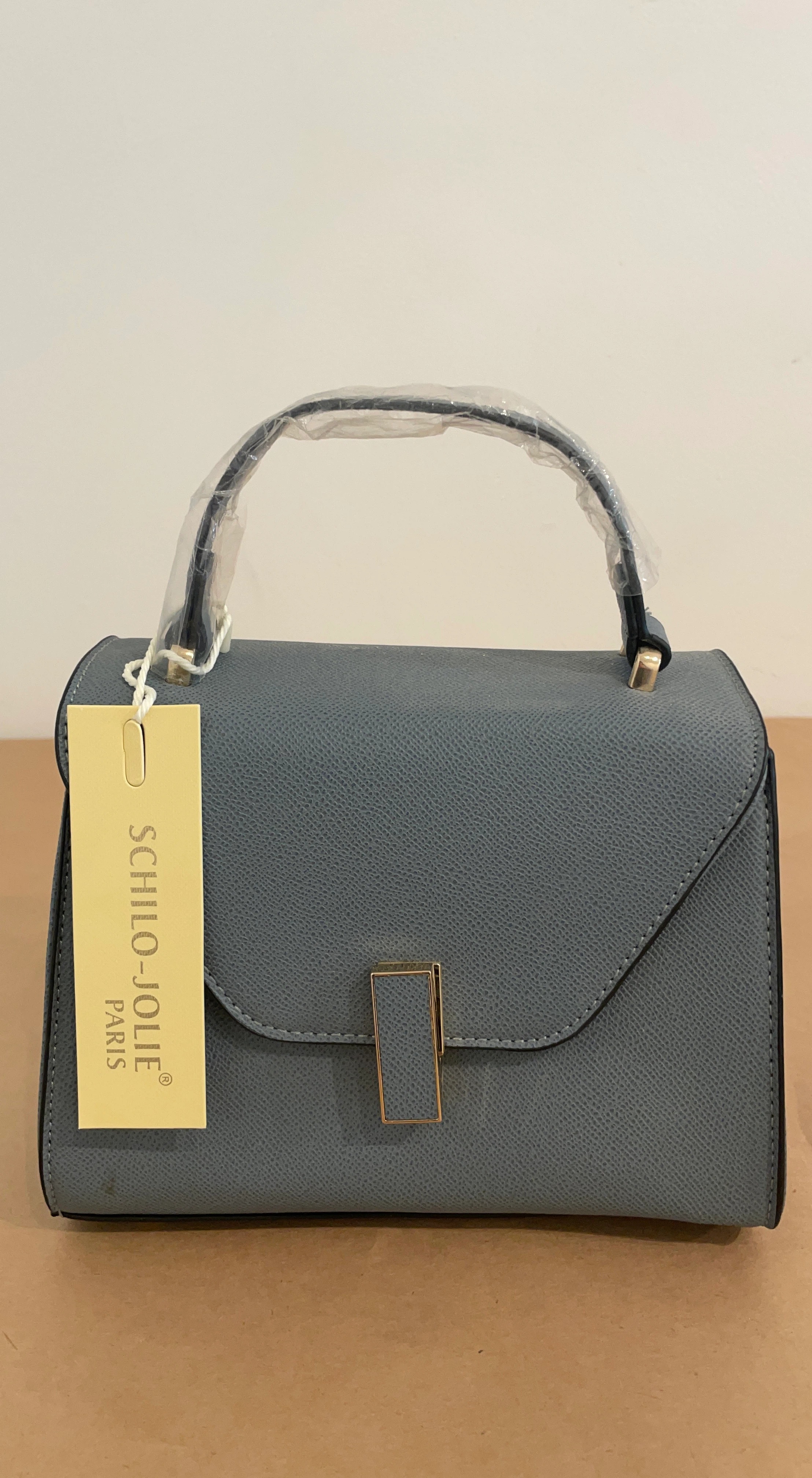 Schilo-Jolie Paris Grey Faux Leather Handbag with Shoulder Strap