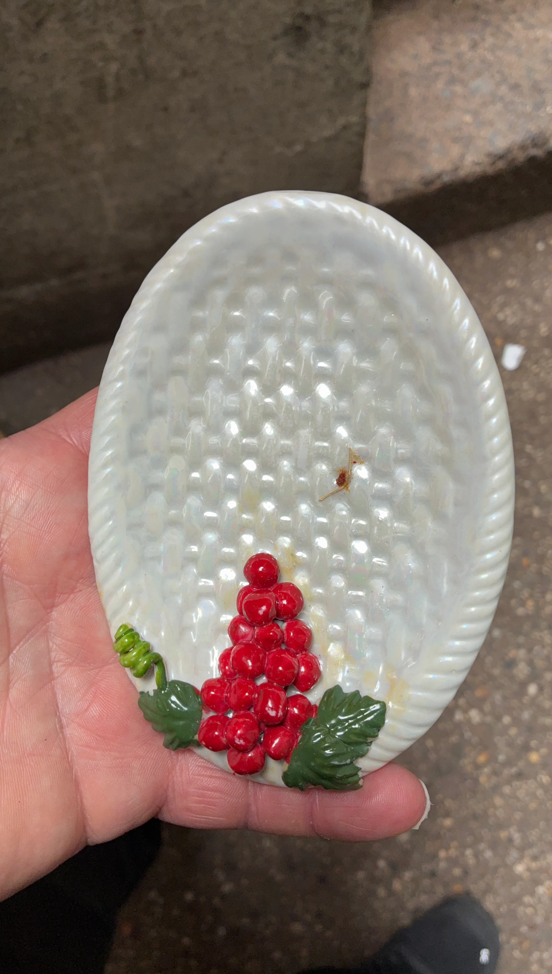 Small Decorative Dish with Grapes