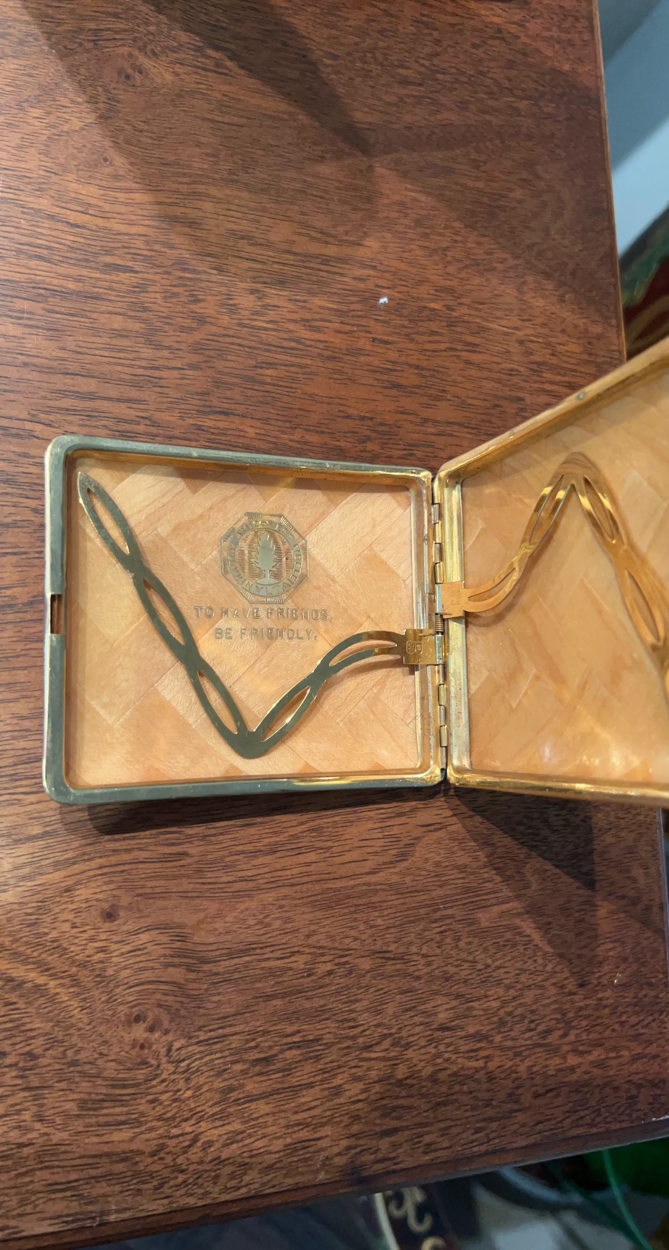Vintage Cigarette Case with Wood Grain Design