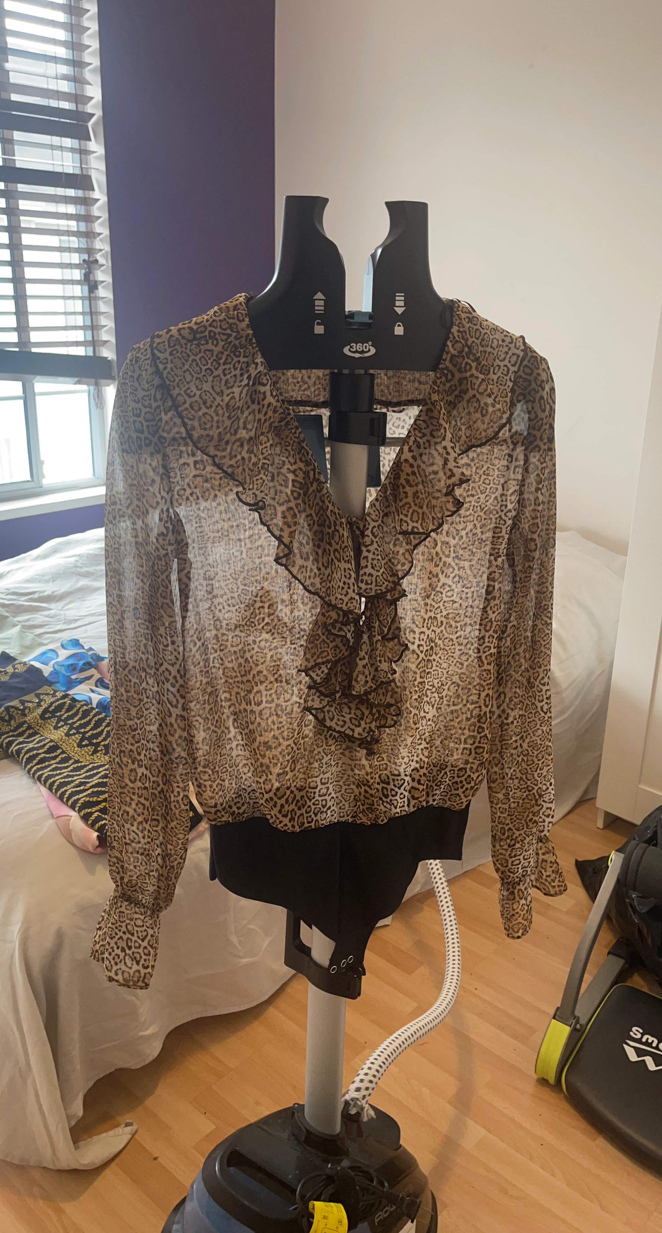 Zara Women's Leopard Print Ruffle Blouse