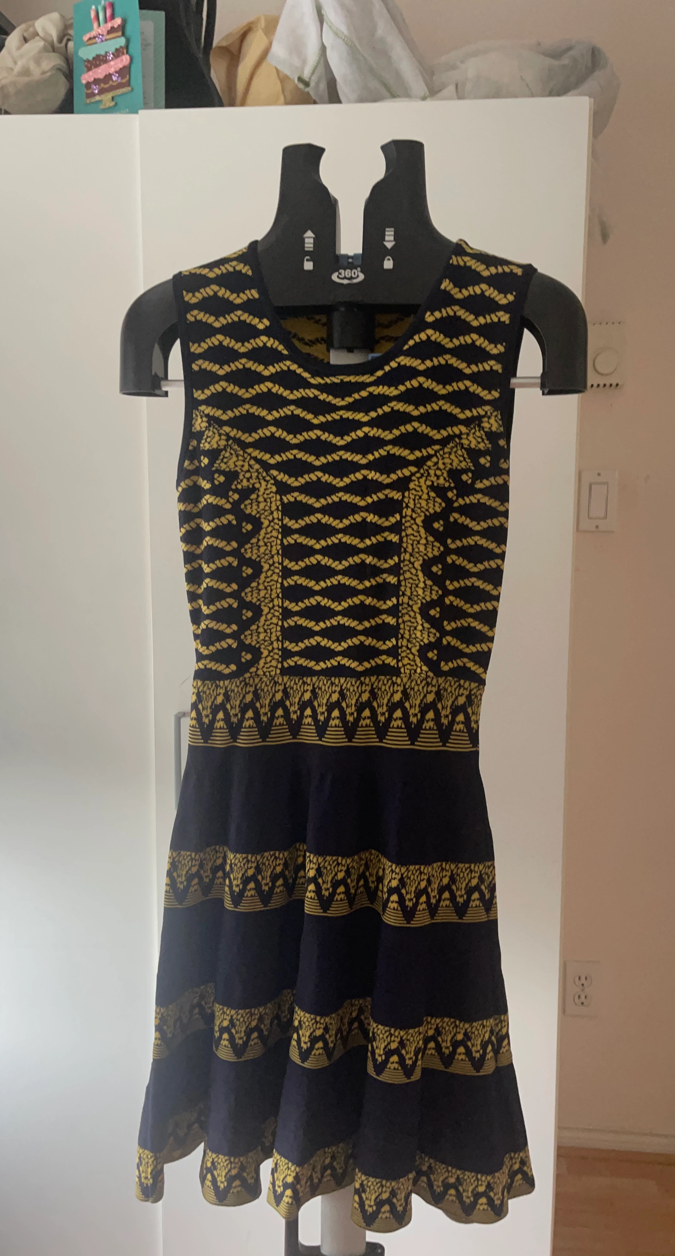 Black & Yellow Knit Sleeveless Dress