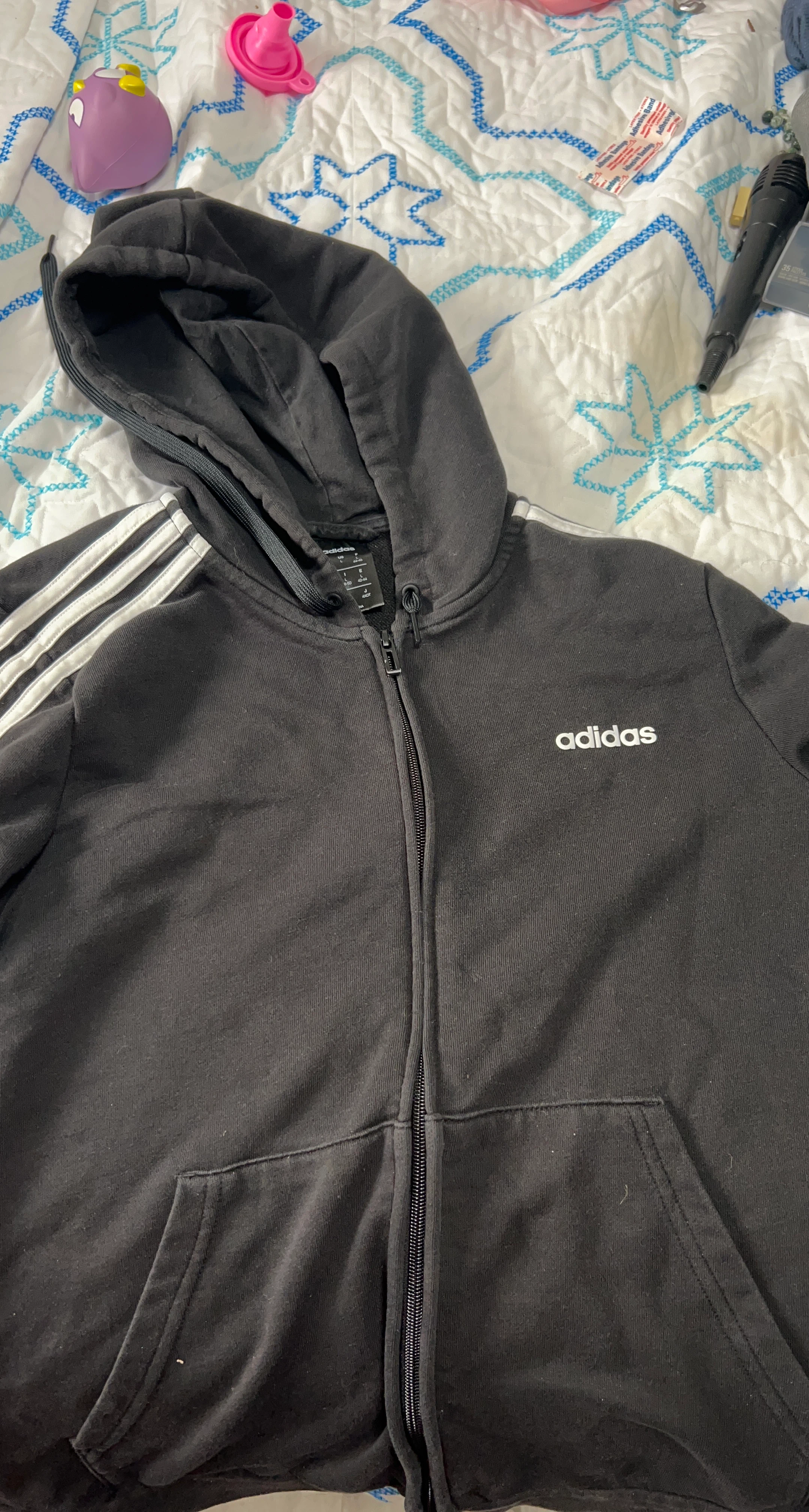 Adidas Full Zip Hoodie with 3 Stripes