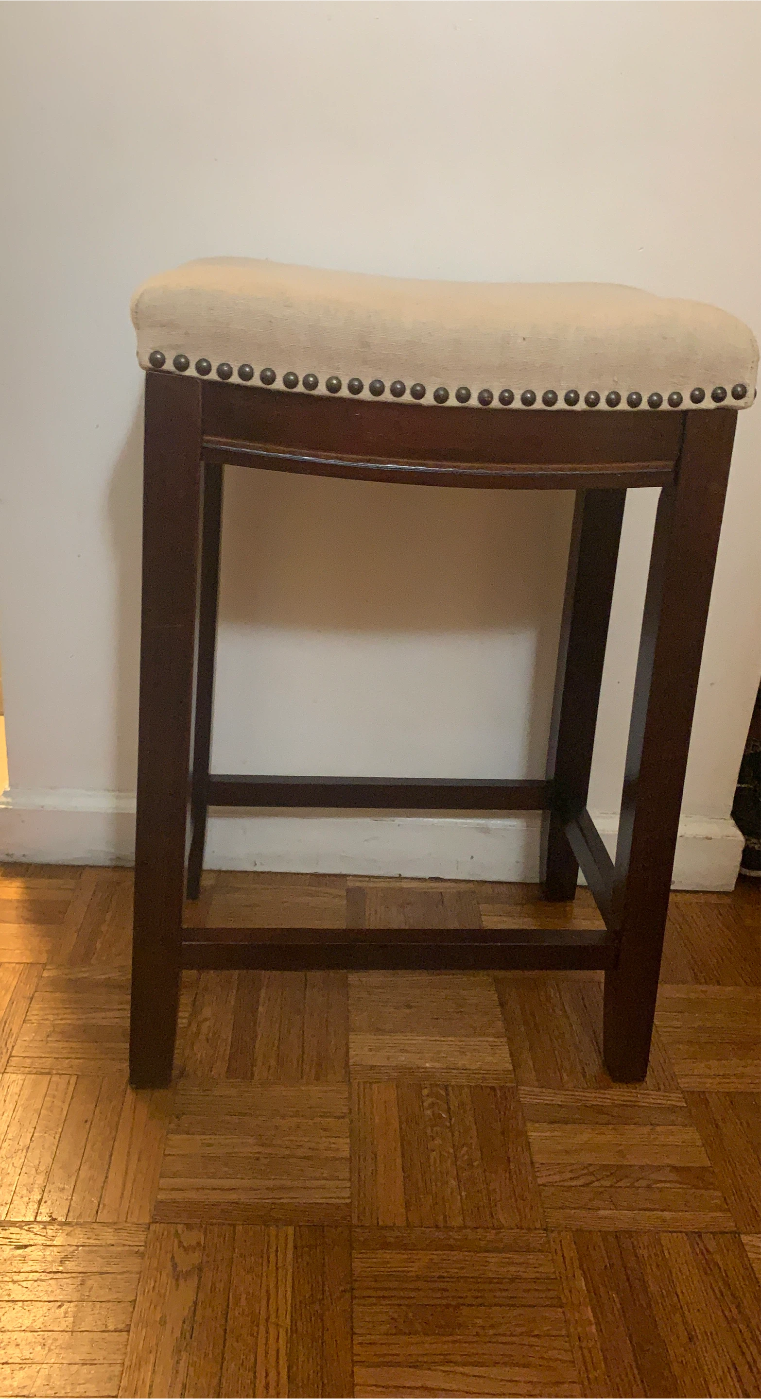 Wooden Counter Stool with Padded Seat
