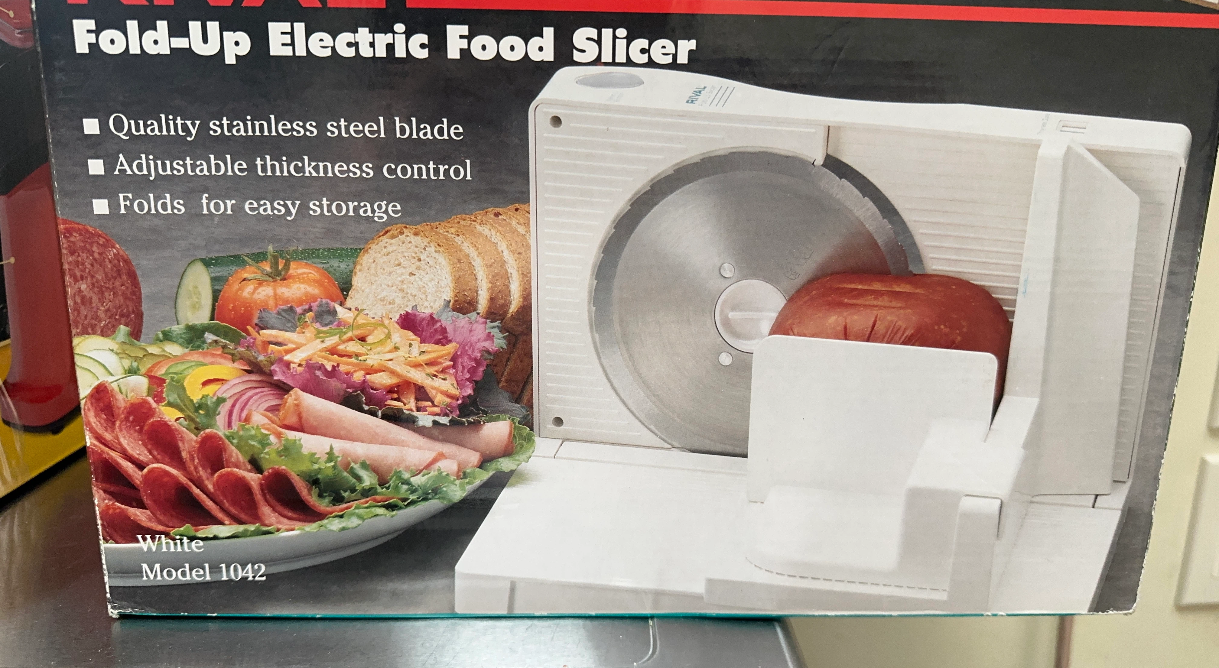 Rival Fold-Up Electric Food Slicer Model 1042 White