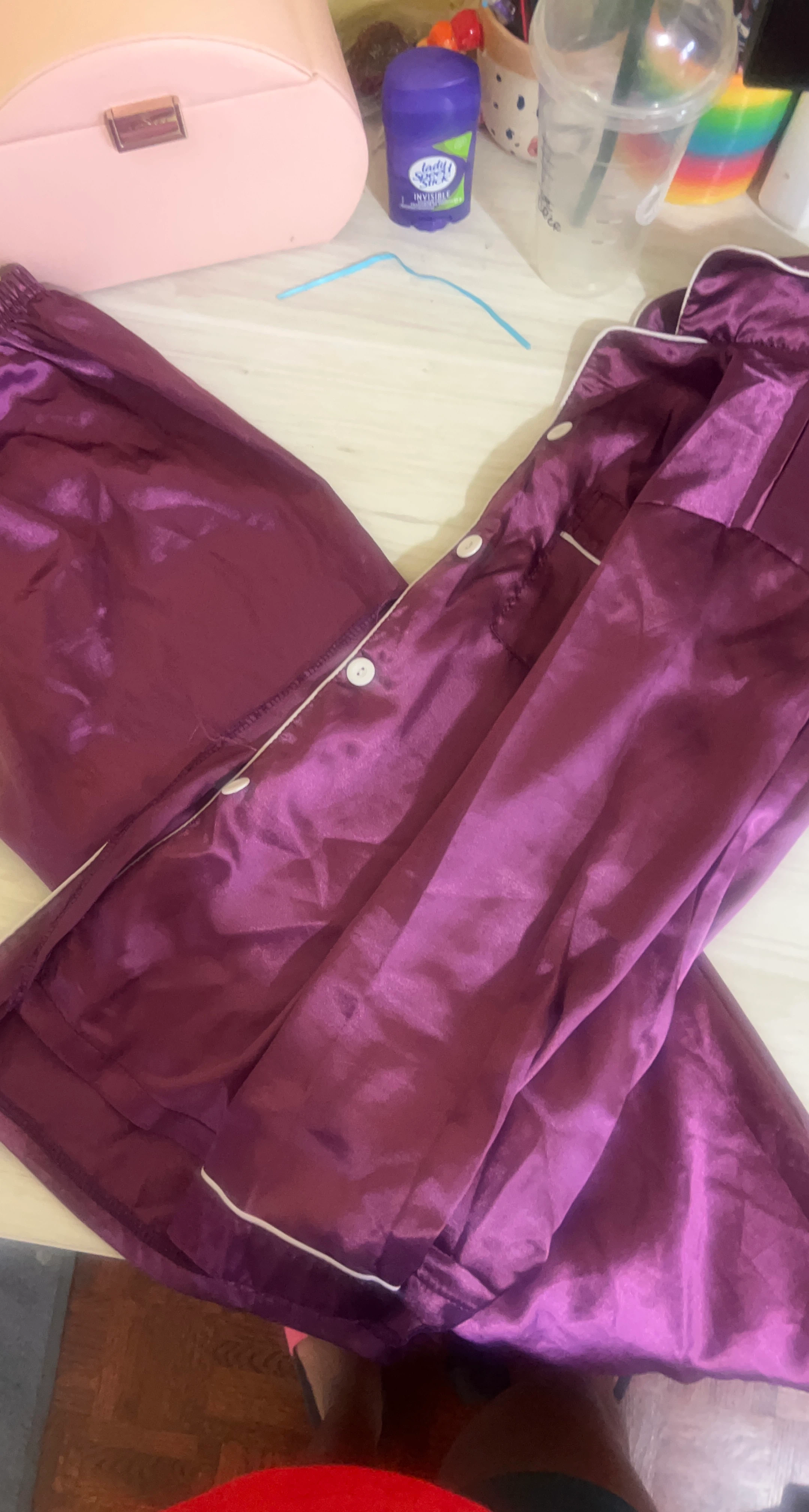 Purple Satin Pajama Set