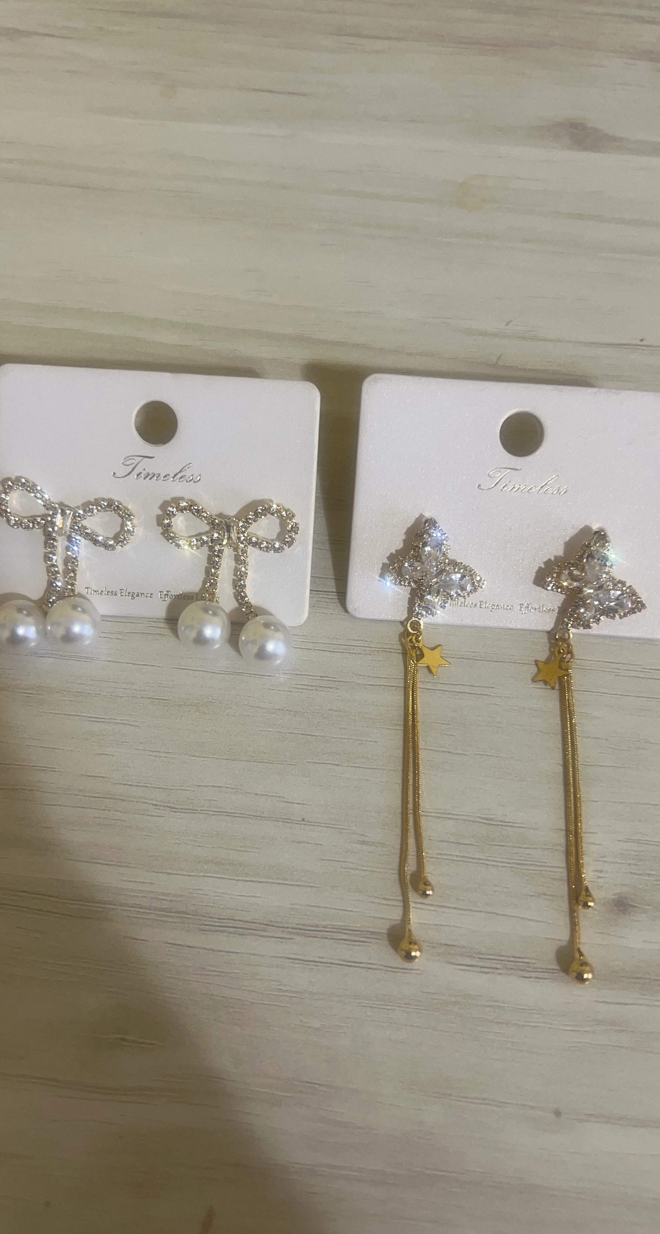 Timeless Earrings - Bow & Pearl / Butterfly & Star Dangle