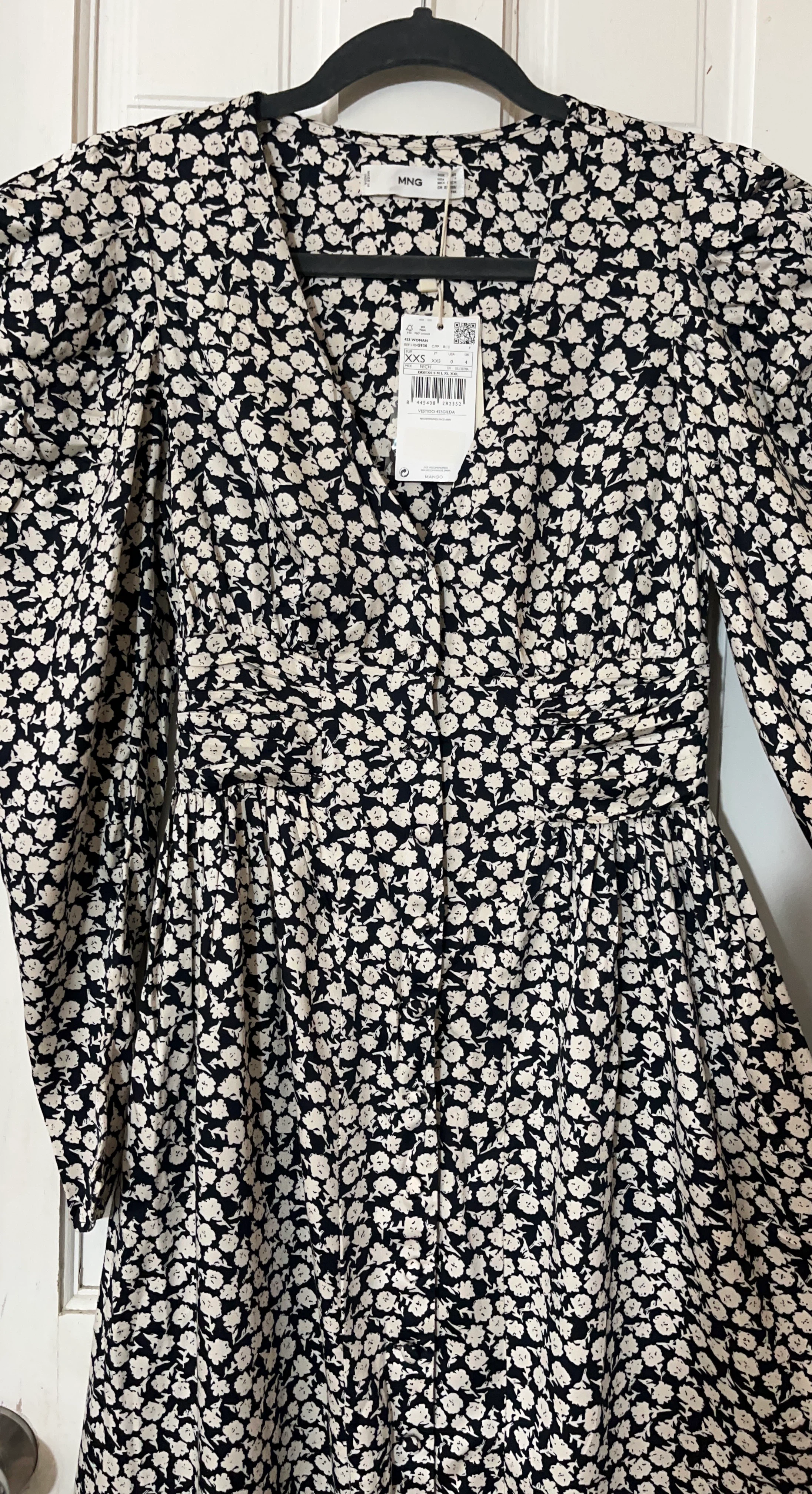 MNG Floral Print Puff Sleeve Midi Dress XXS
