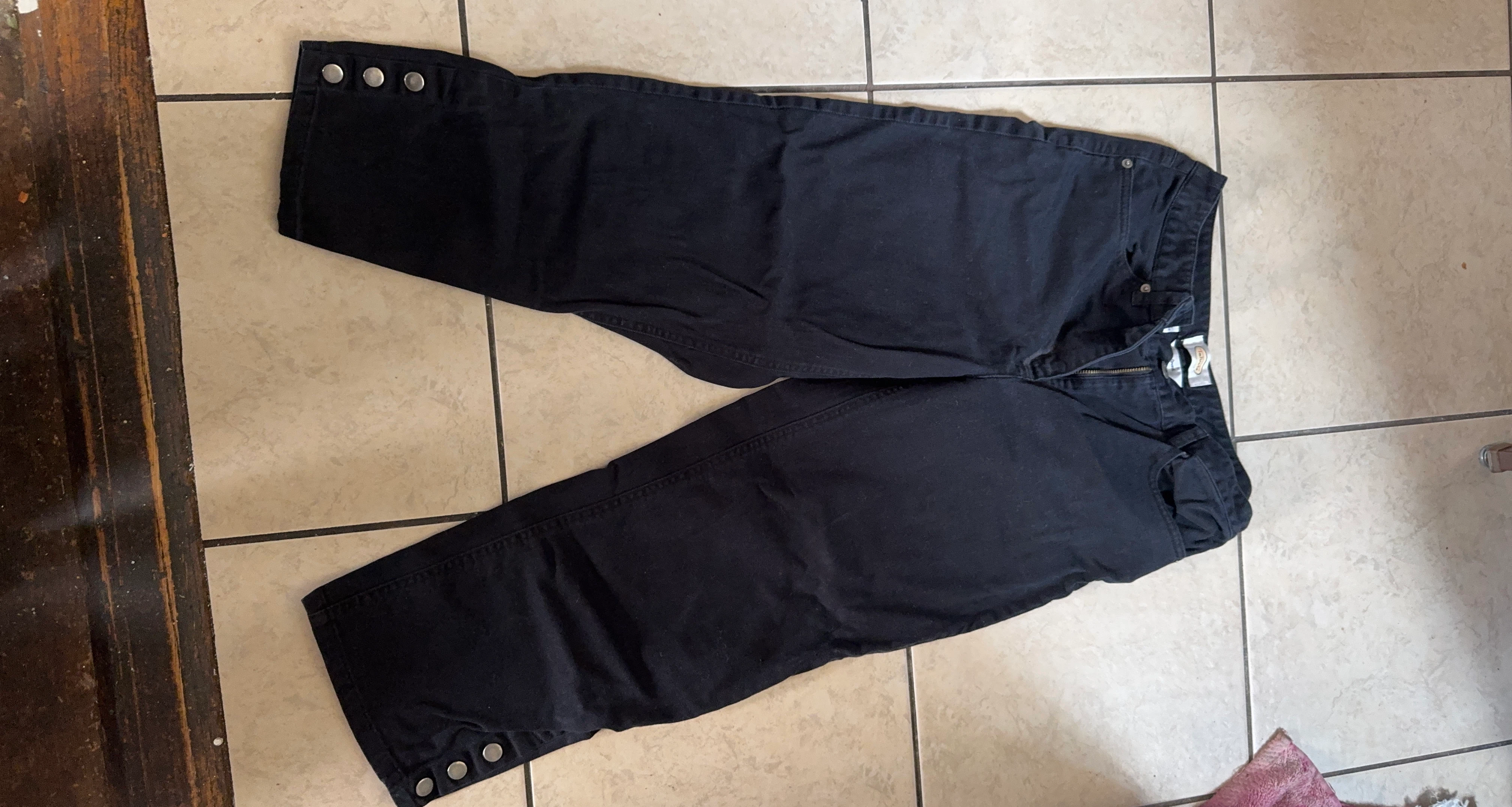 Black Button Hem Pants