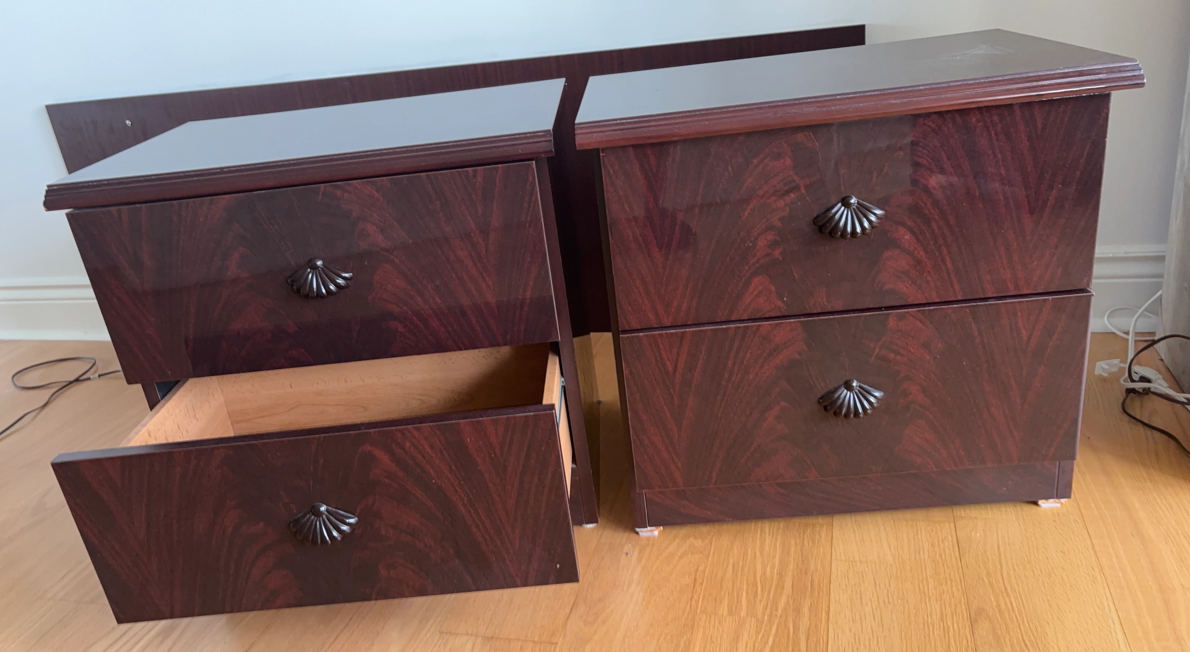 Dark Wood Nightstands - Set of 2