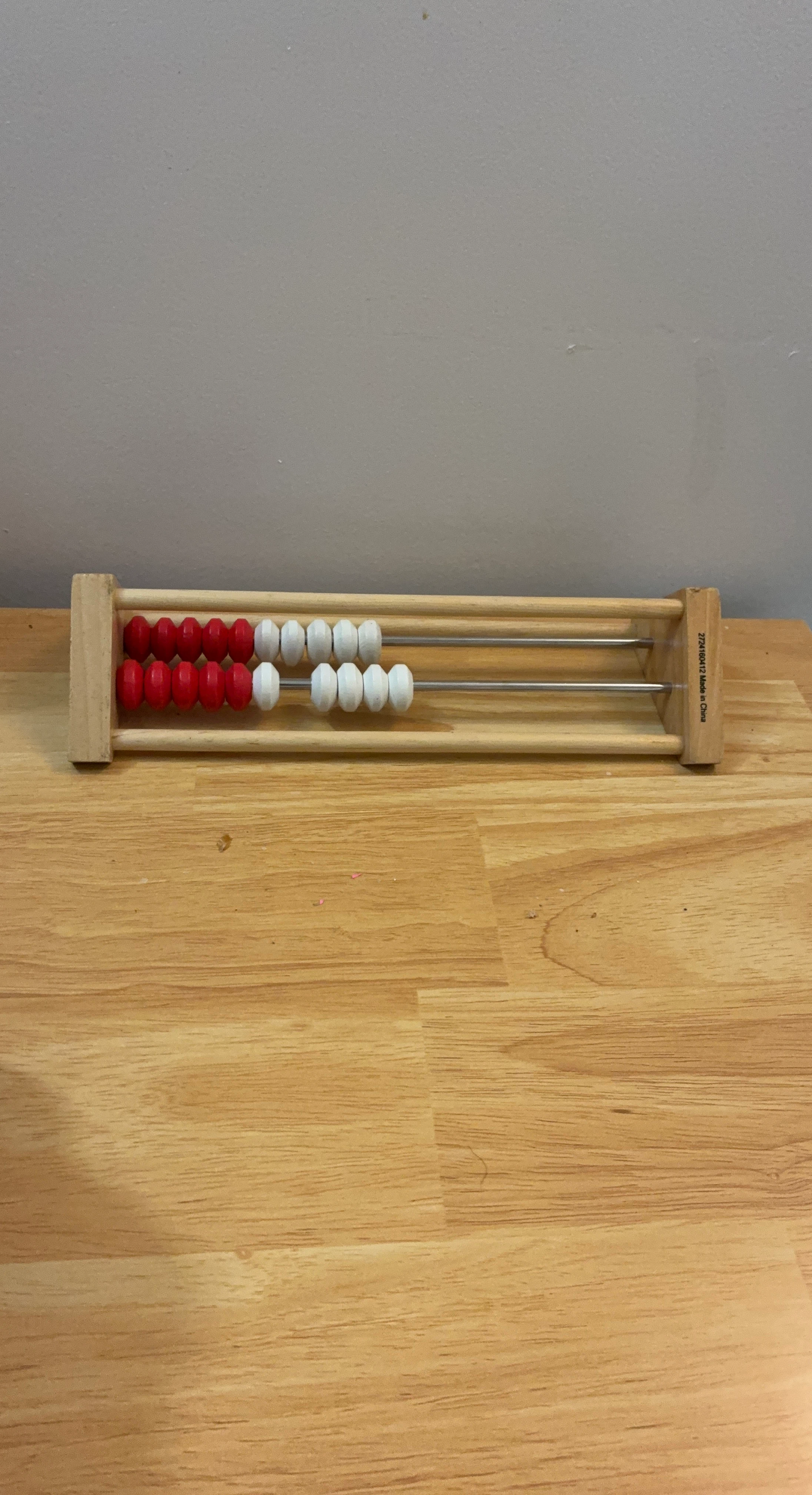 Wooden Abacus with Red and White Beads
