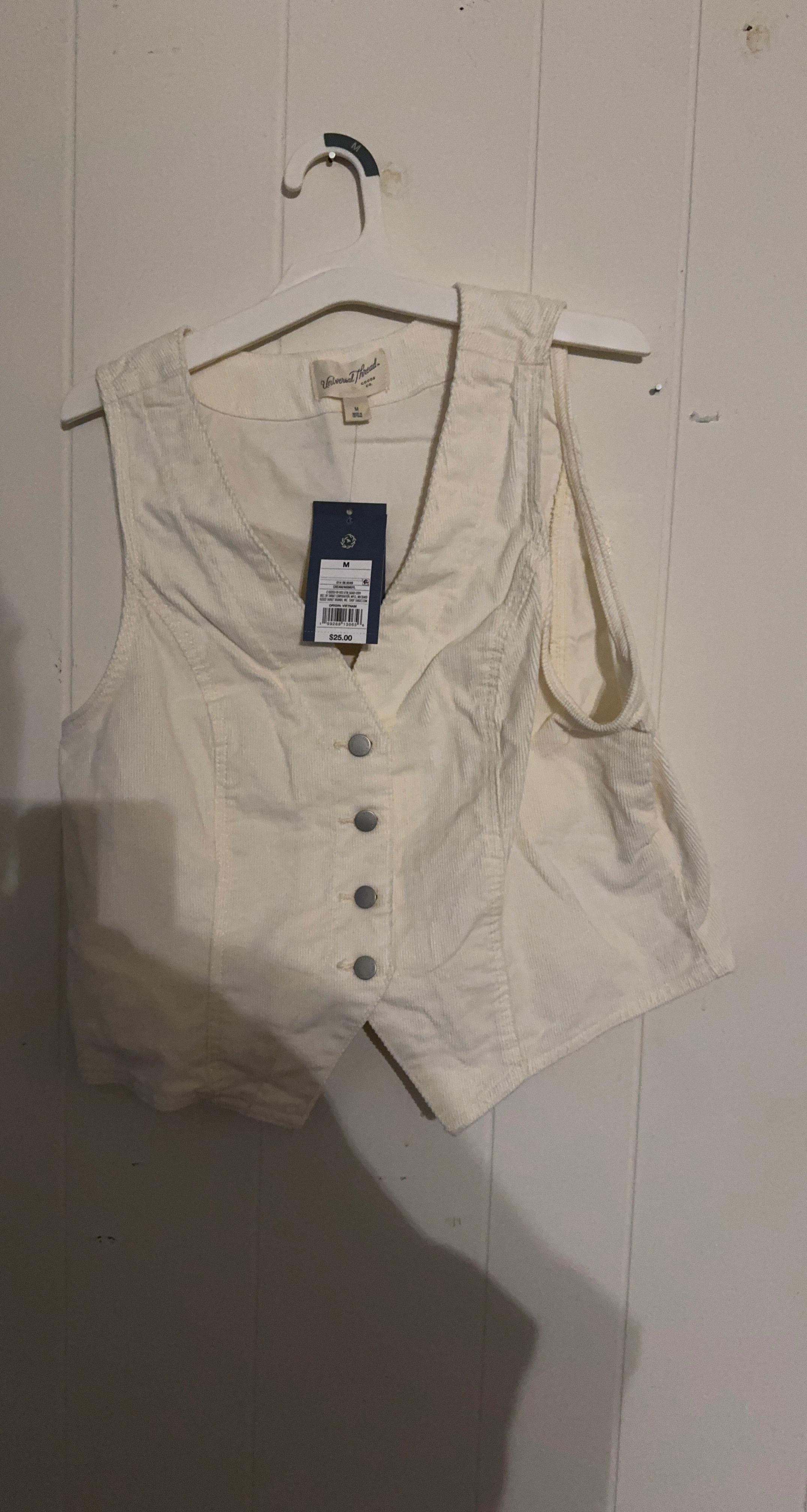 Universal Thread Cream Corduroy Vest Size M