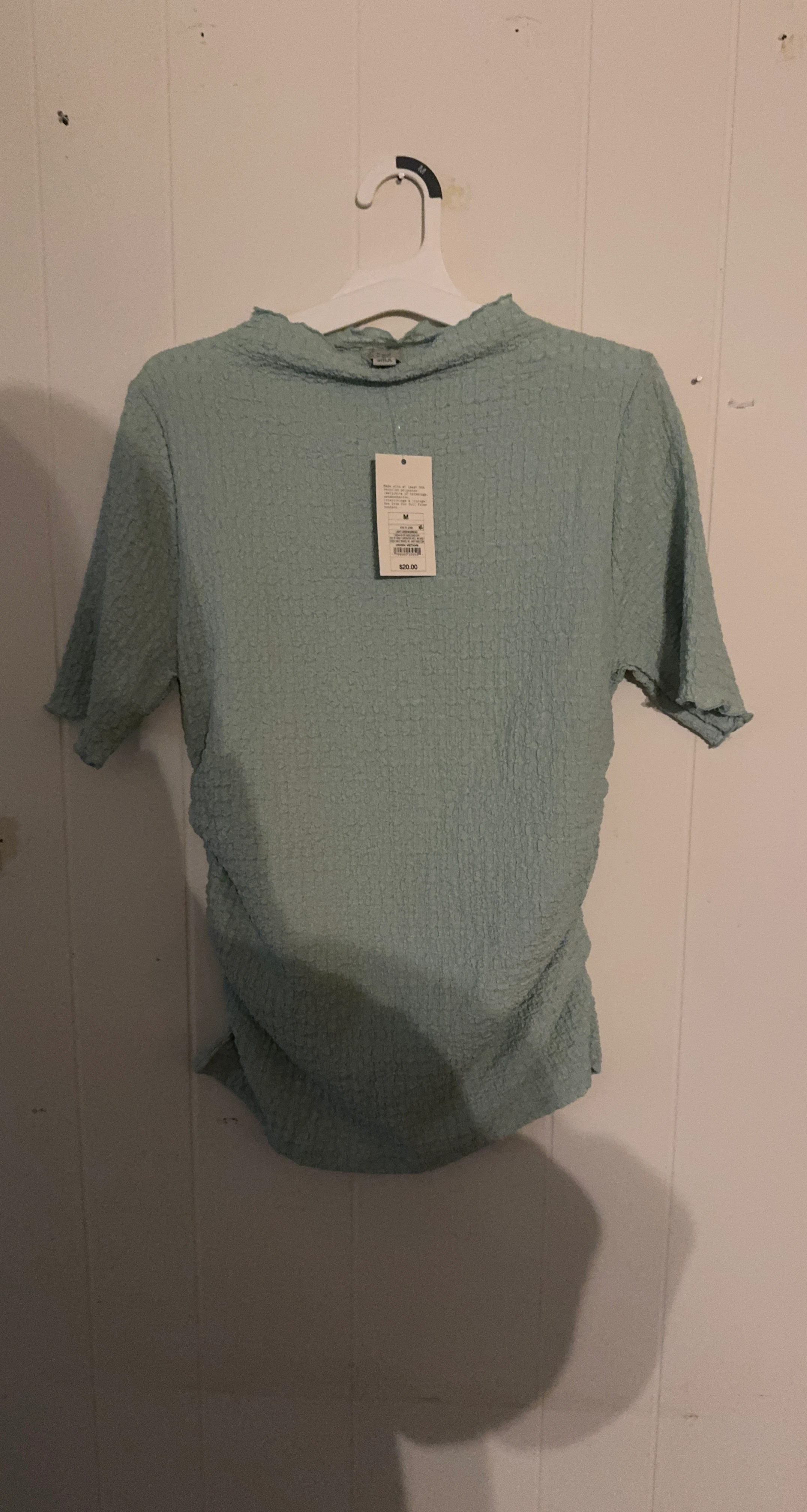 A New Day Women's Mint Green Textured Short Sleeve Top Size M
