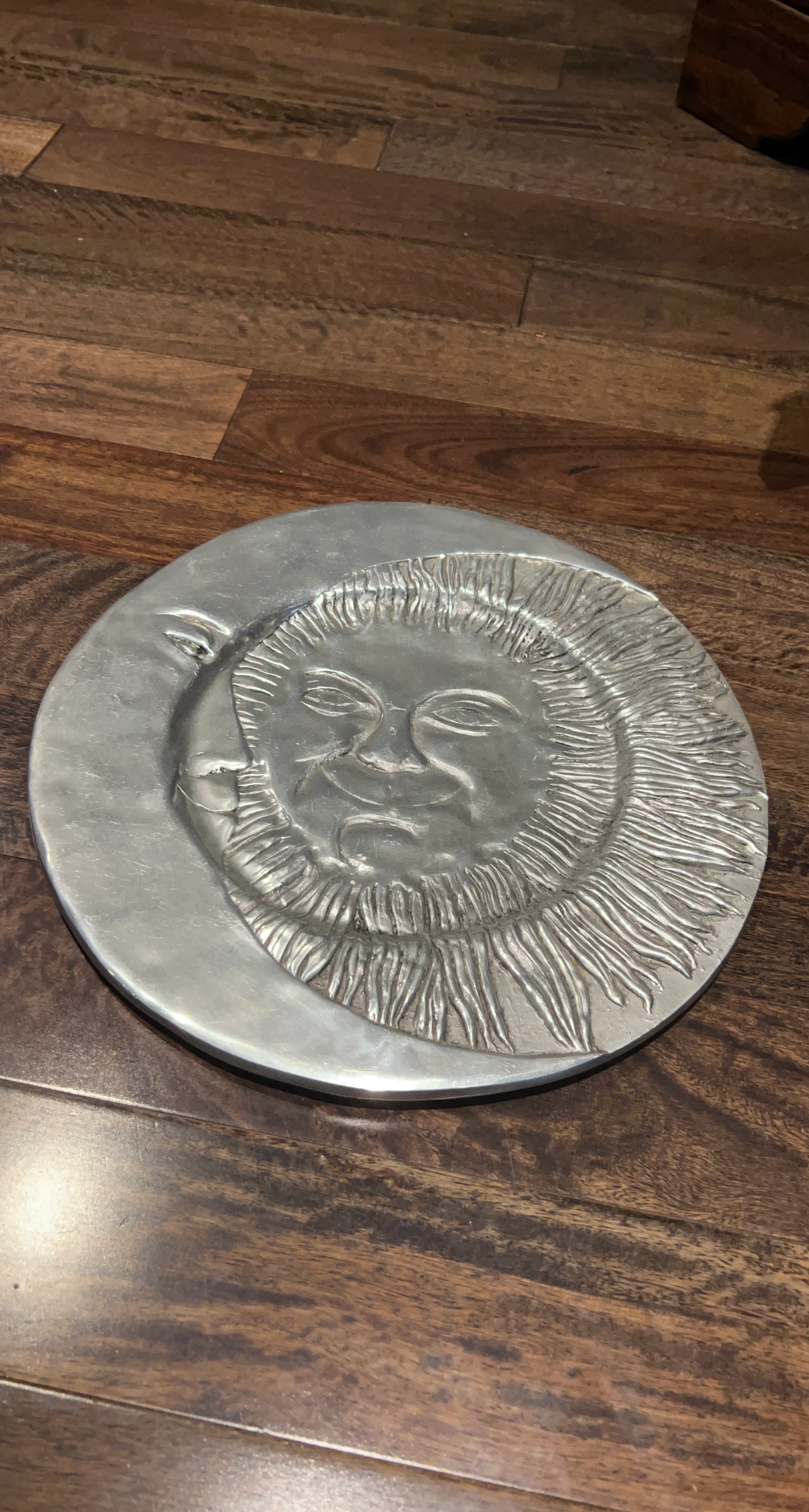 Sun and Moon Embossed Metal Plate
