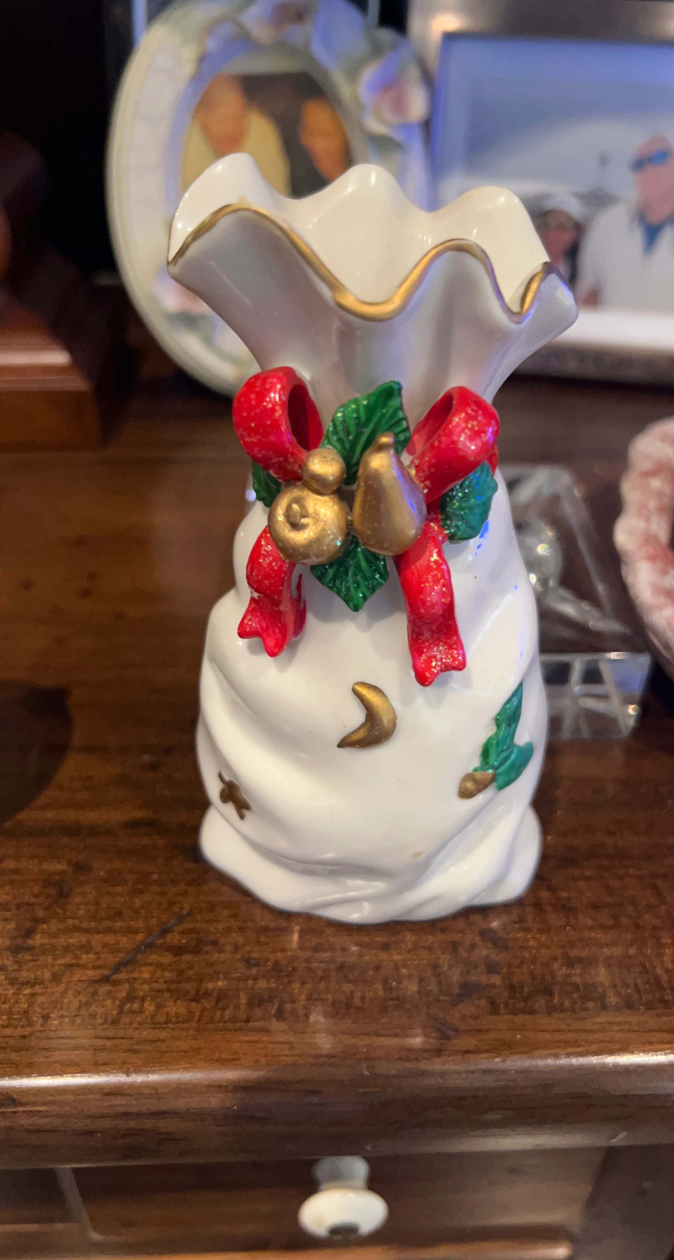 White Ceramic Christmas Bag Figurine