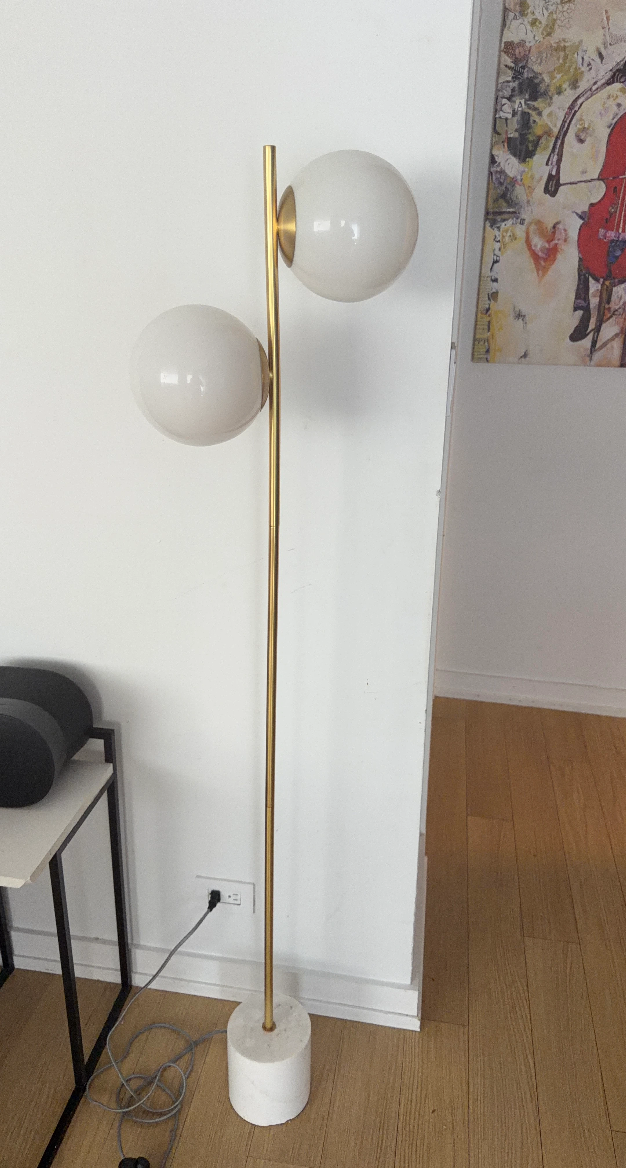 Modern Floor Lamp with 2 Frosted Glass Globes