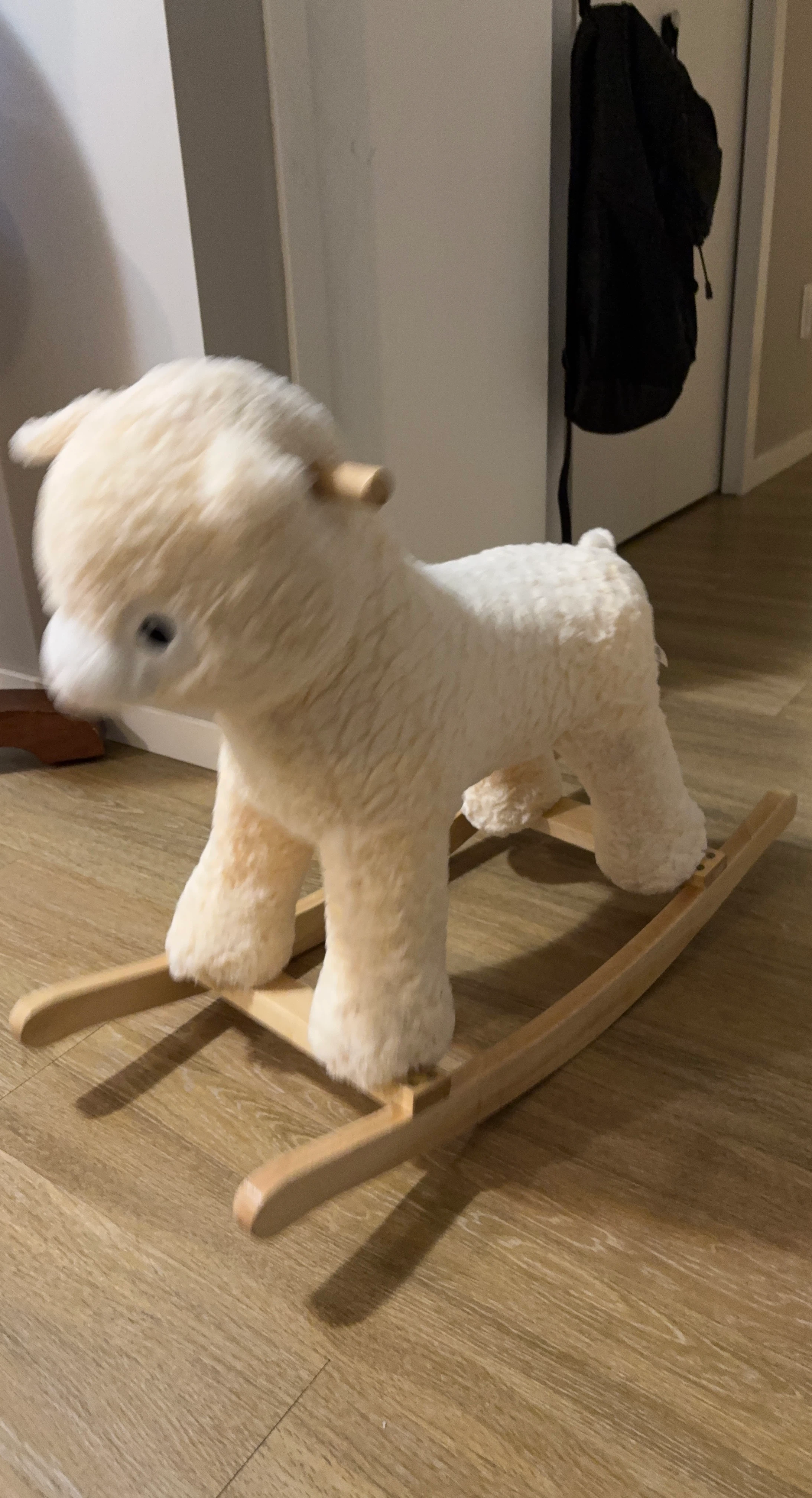 Cream Plush Rocking Alpaca Toy