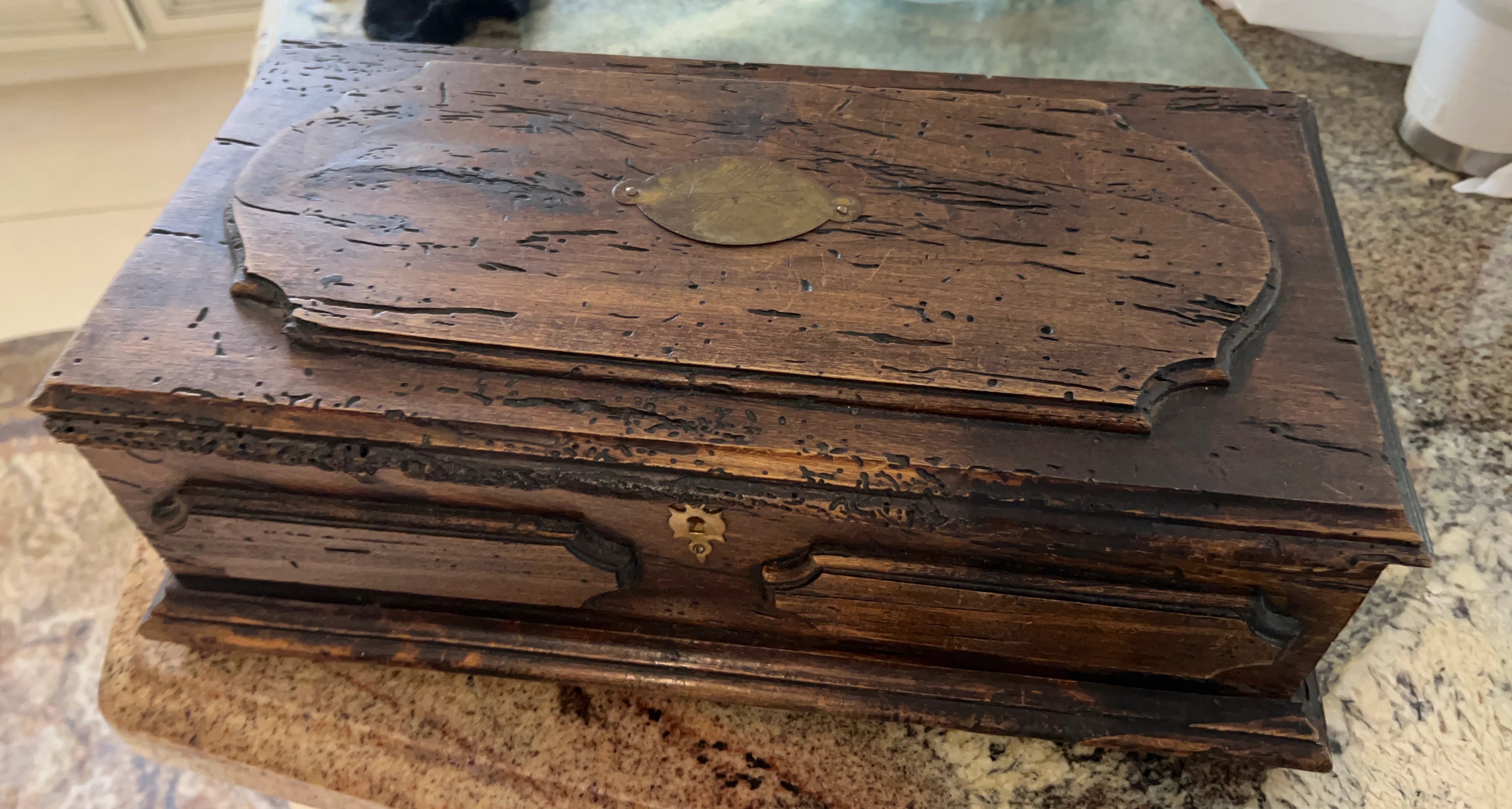 Vintage Wooden Trinket Box with Lock