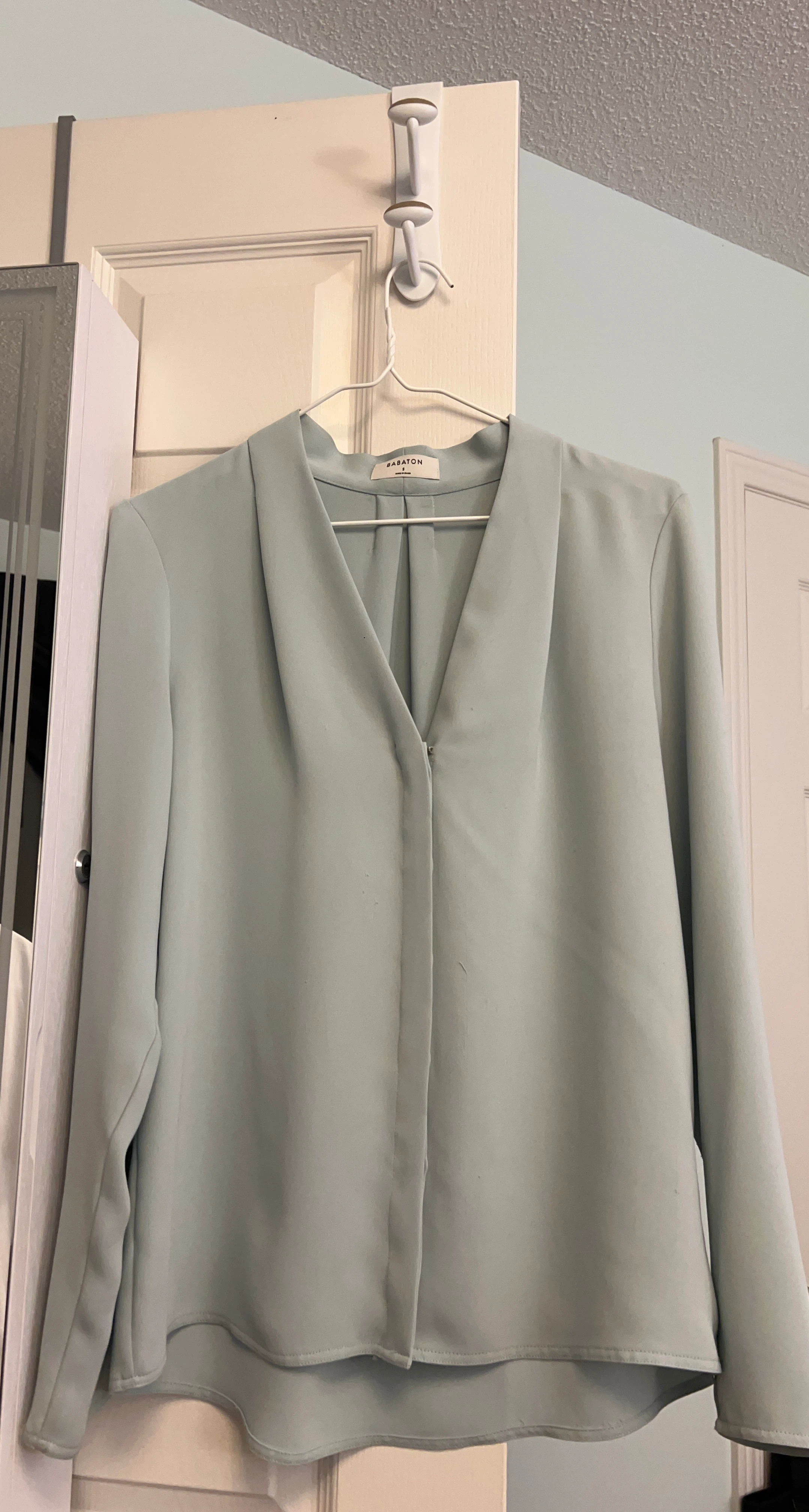Babaton Light Blue Long Sleeve Blouse Size S