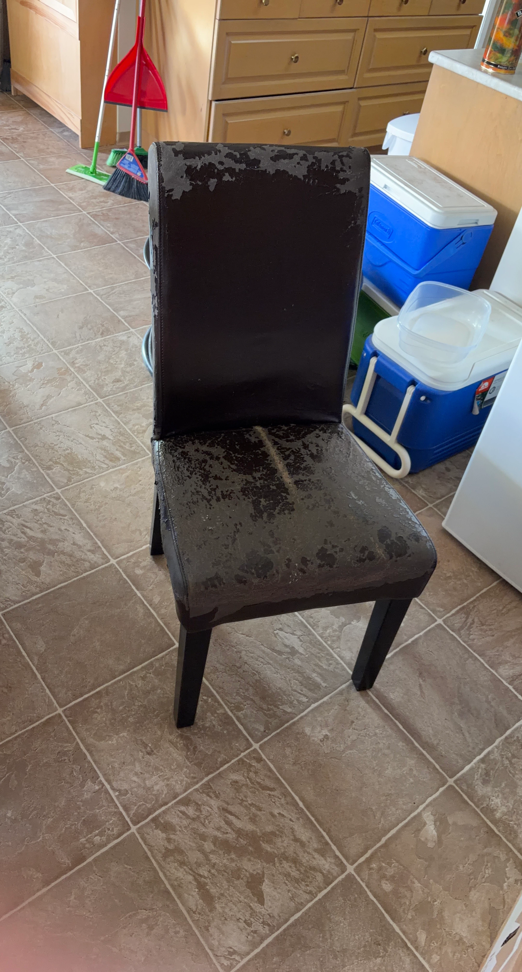Dark Brown Faux Leather Dining Chair