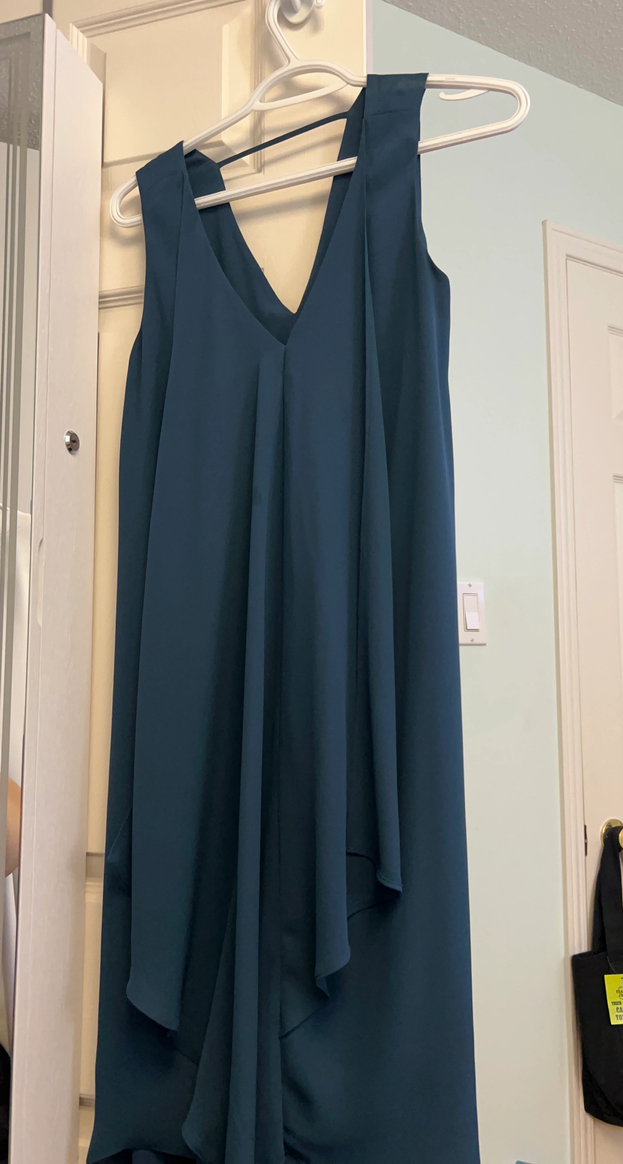 Rw&co Teal V-neck Ruffle Dress high low