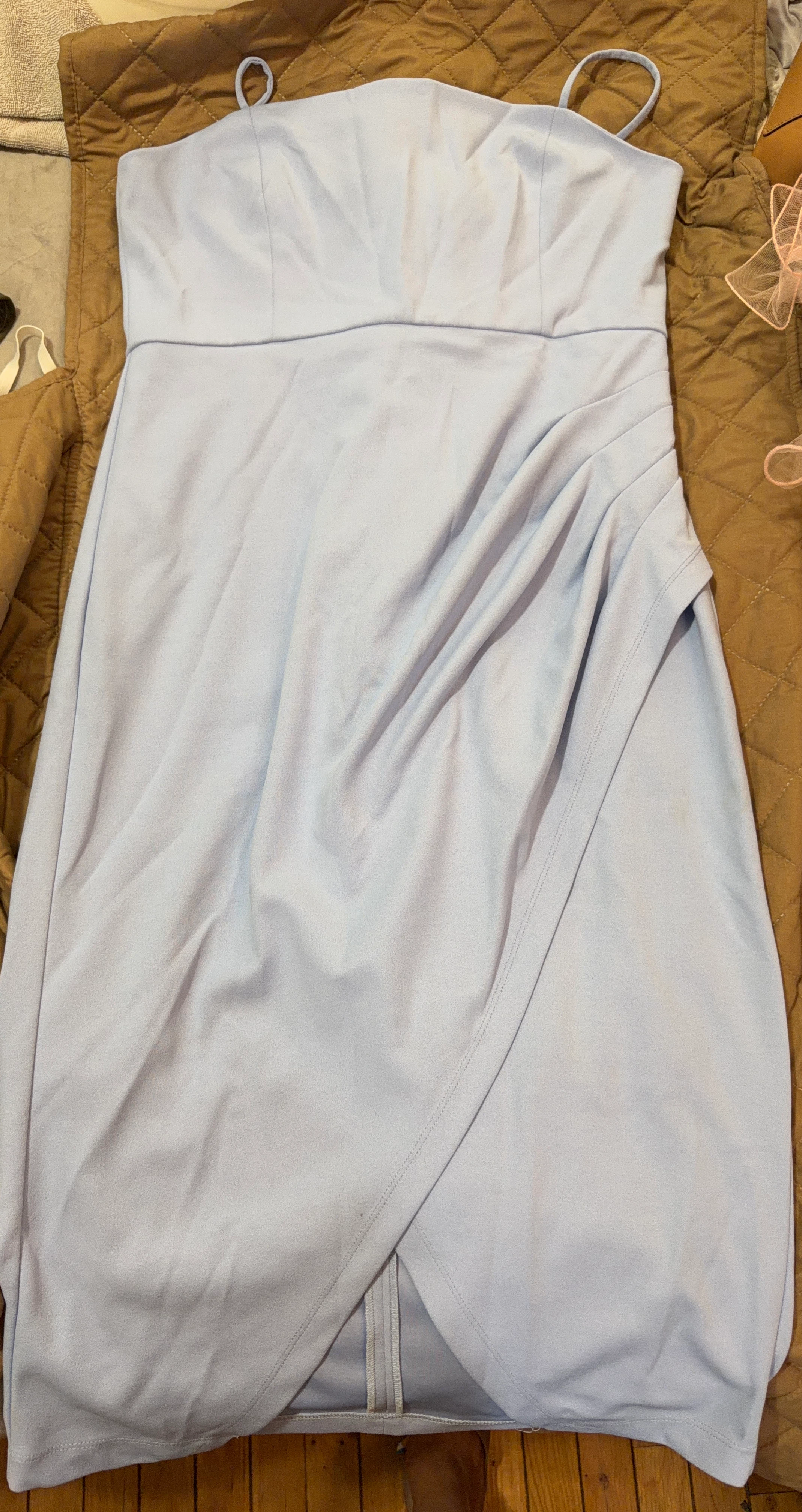 Light Blue Spaghetti Strap Midi Dress