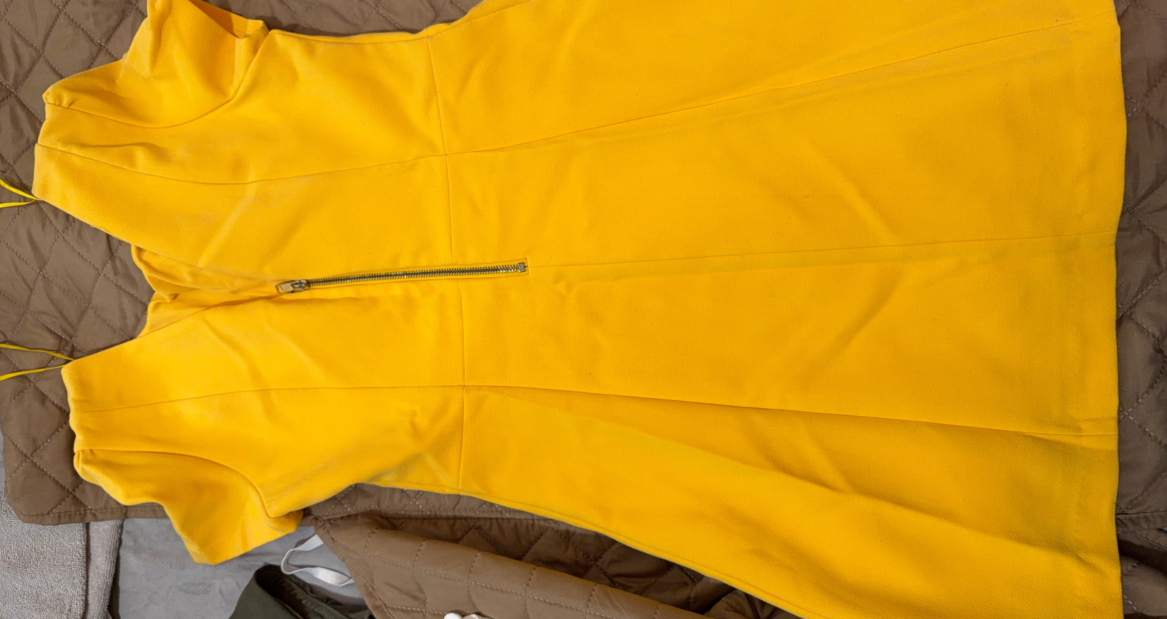 Yellow Short Sleeve Dress with Zipper