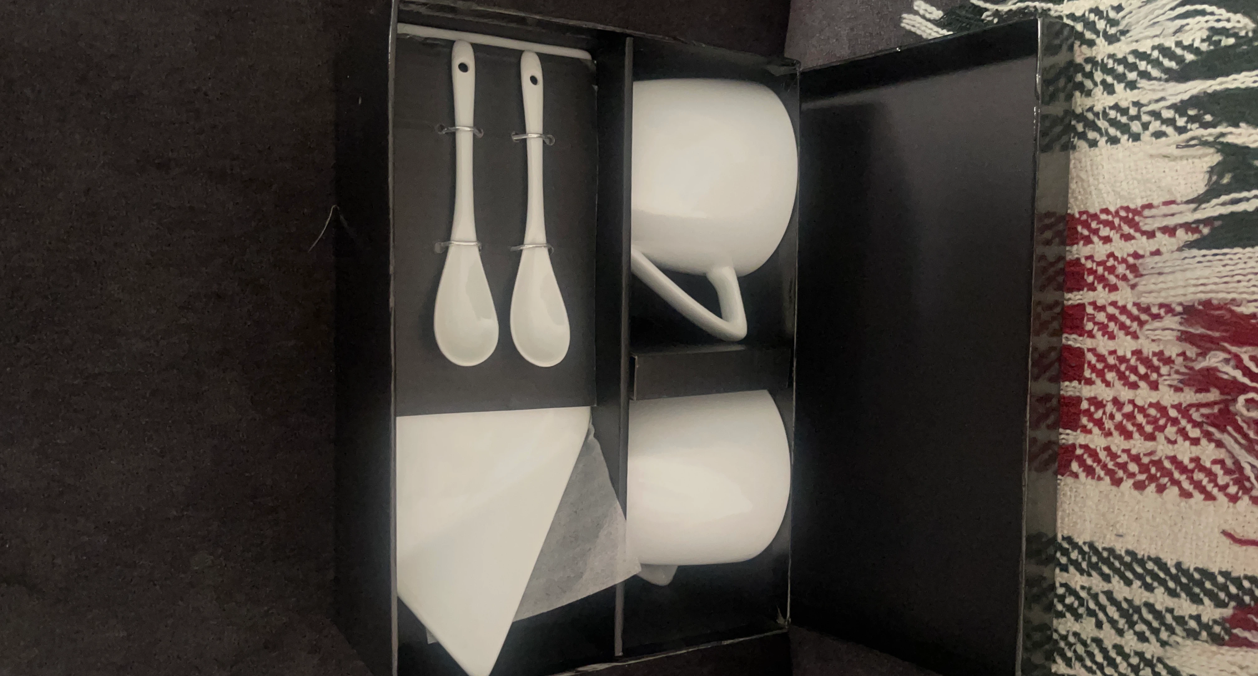 White Ceramic Mug Set with Spoons