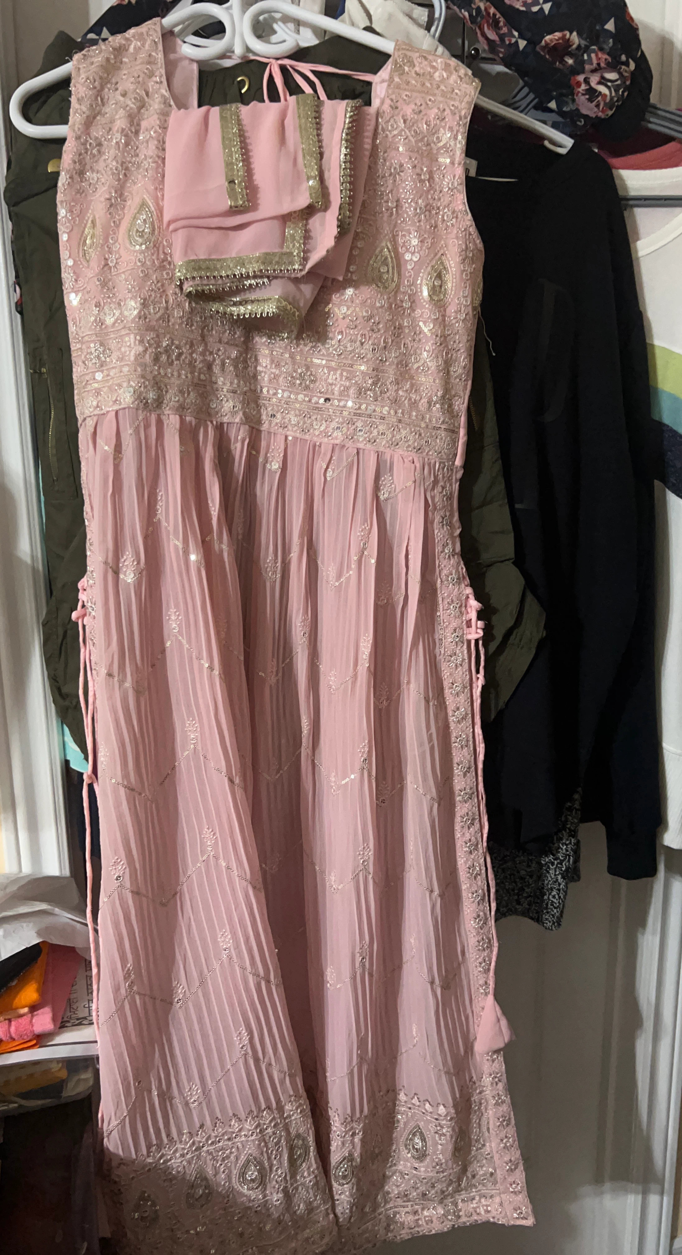Pink Embroidered Dress with Dupatta