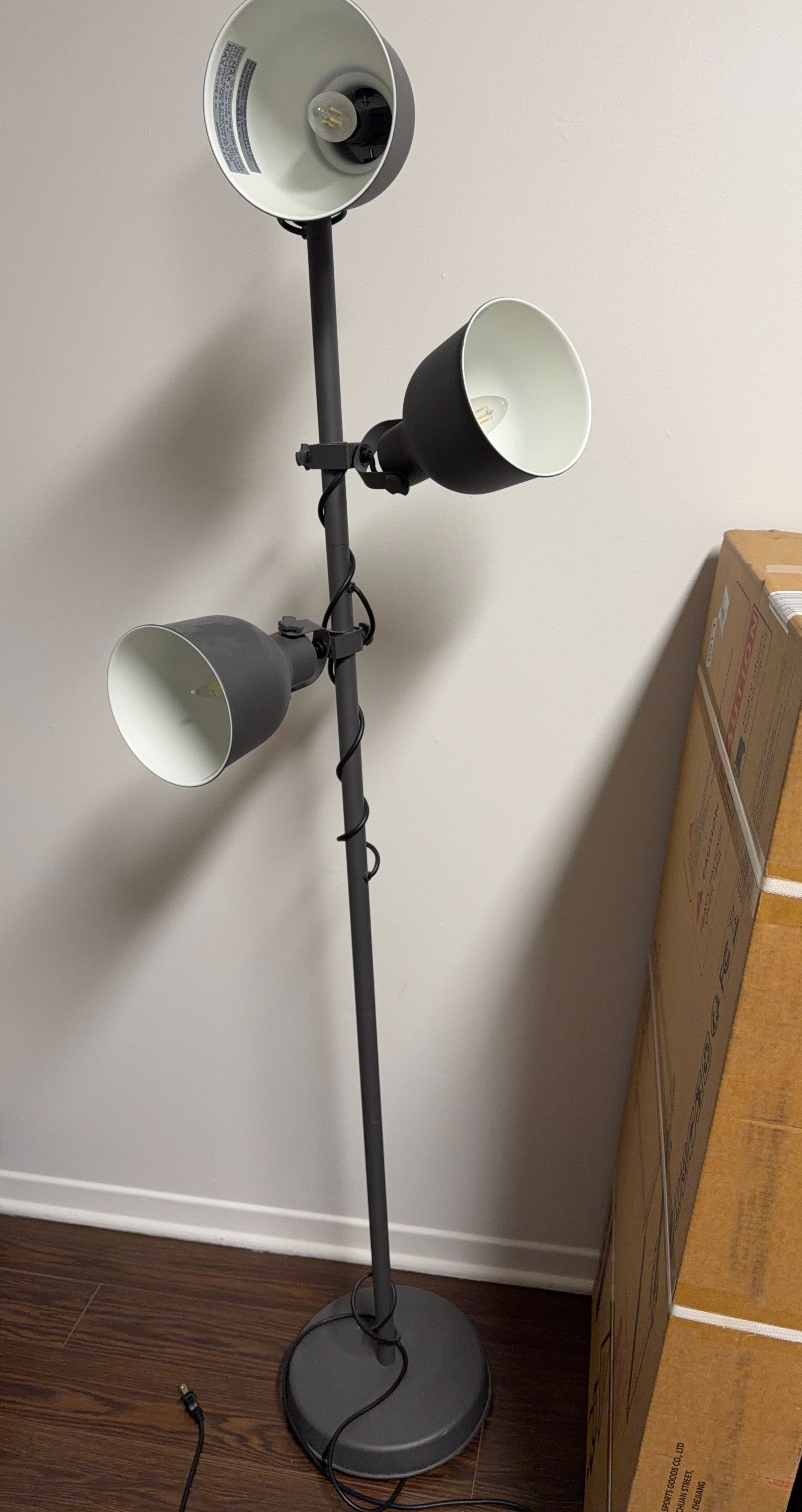 Ikea -Grey 3-Head Floor Lamp