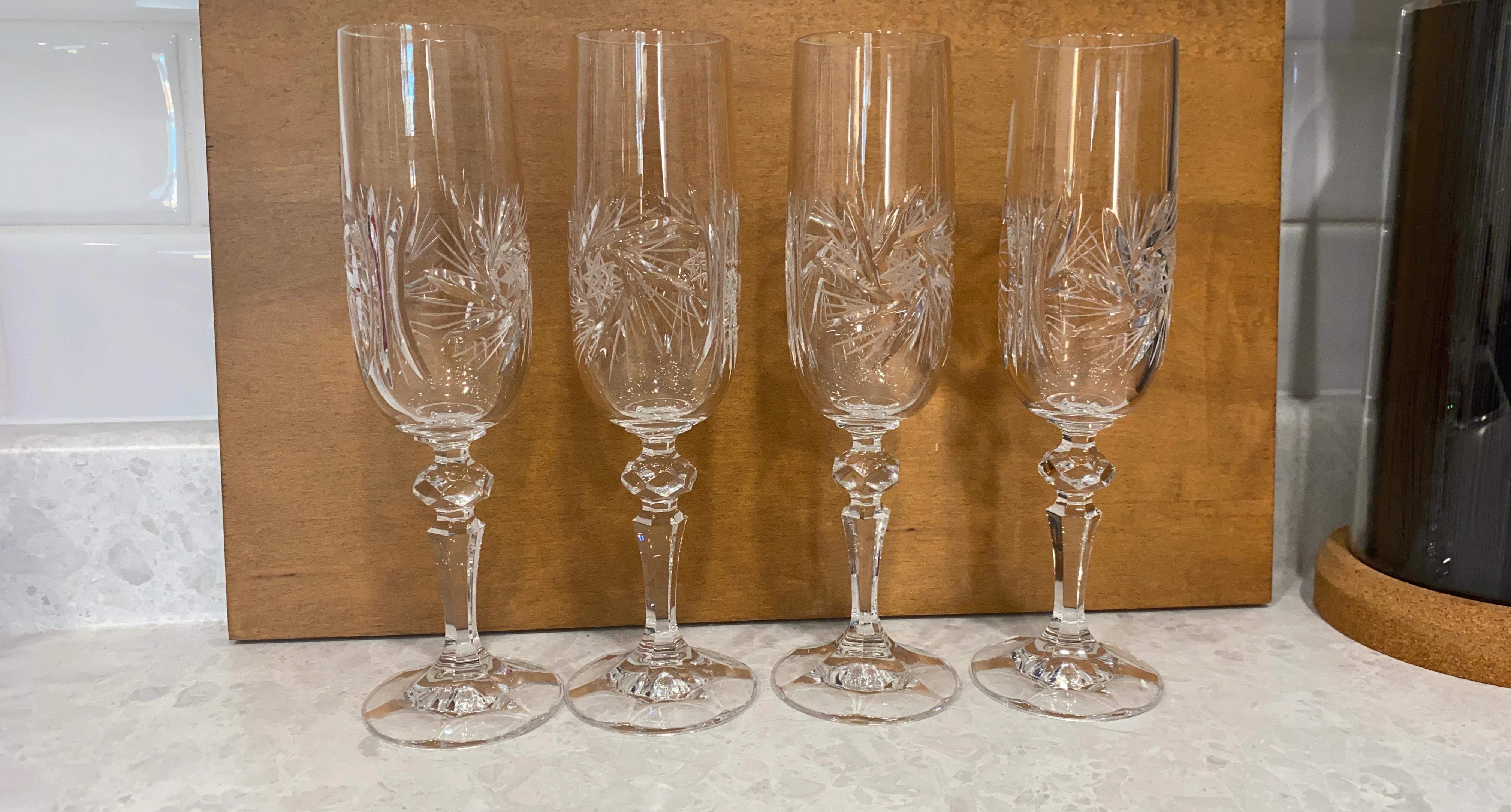 Set of 4 Crystal Champagne Flutes