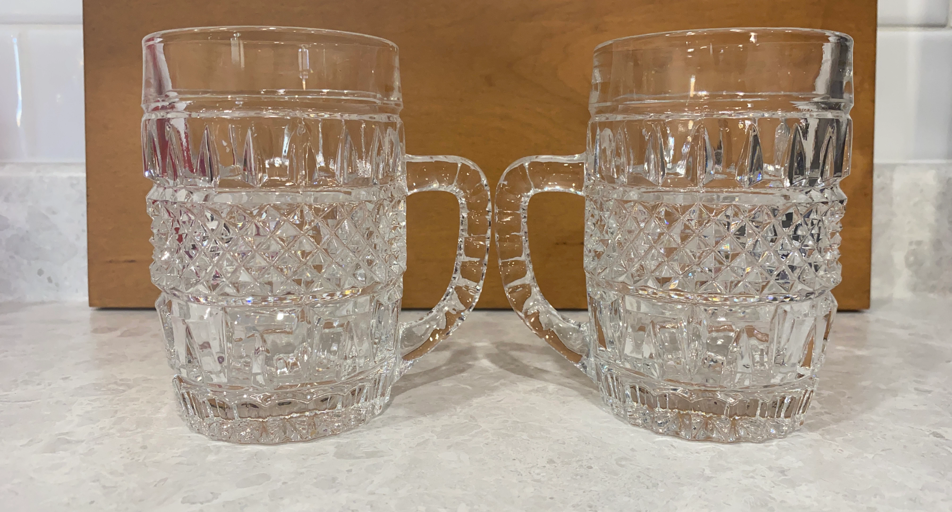 Set of 2 Vintage Glass Beer Mugs