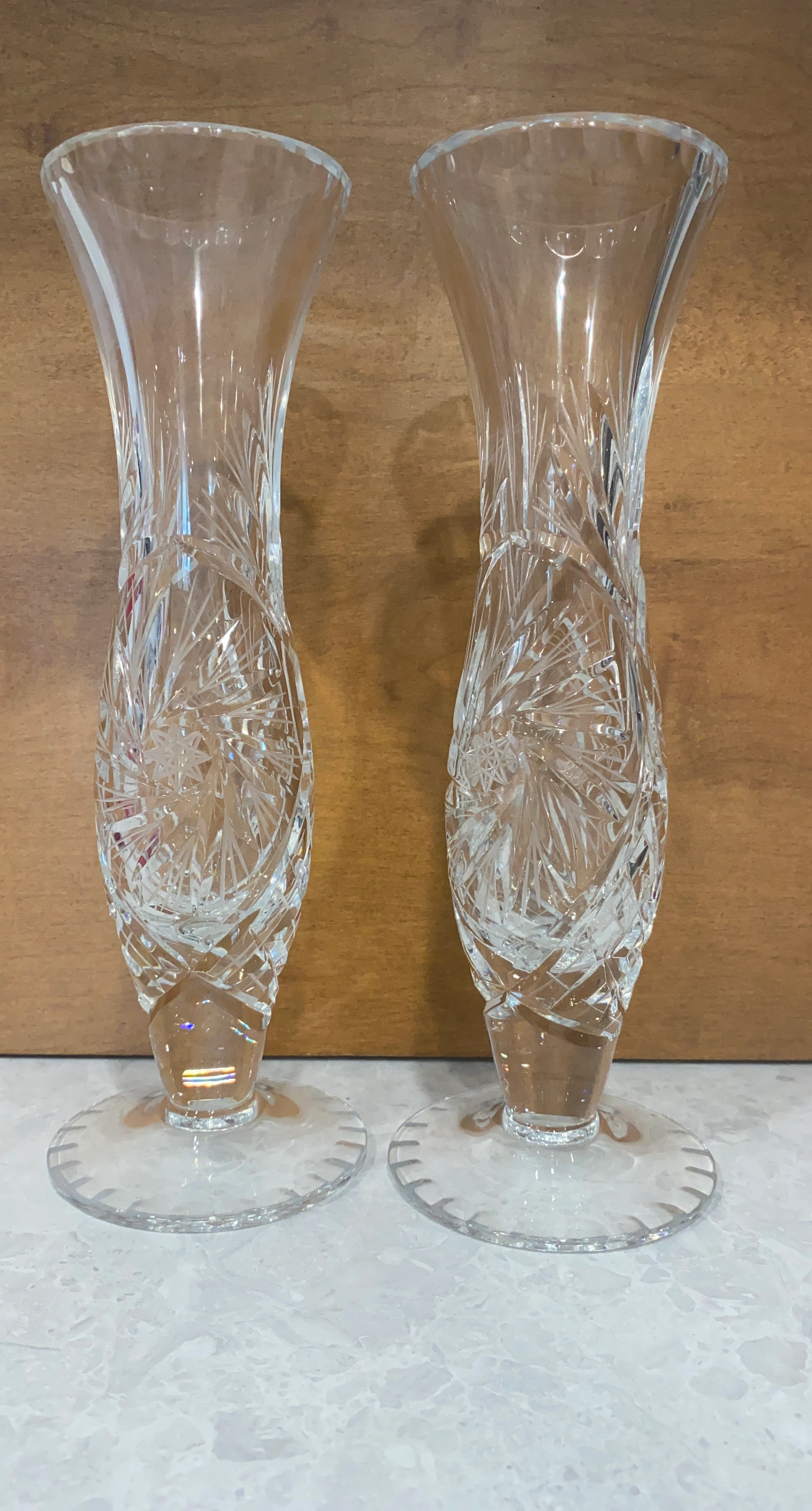 Set of 2 Crystal Glass Vases