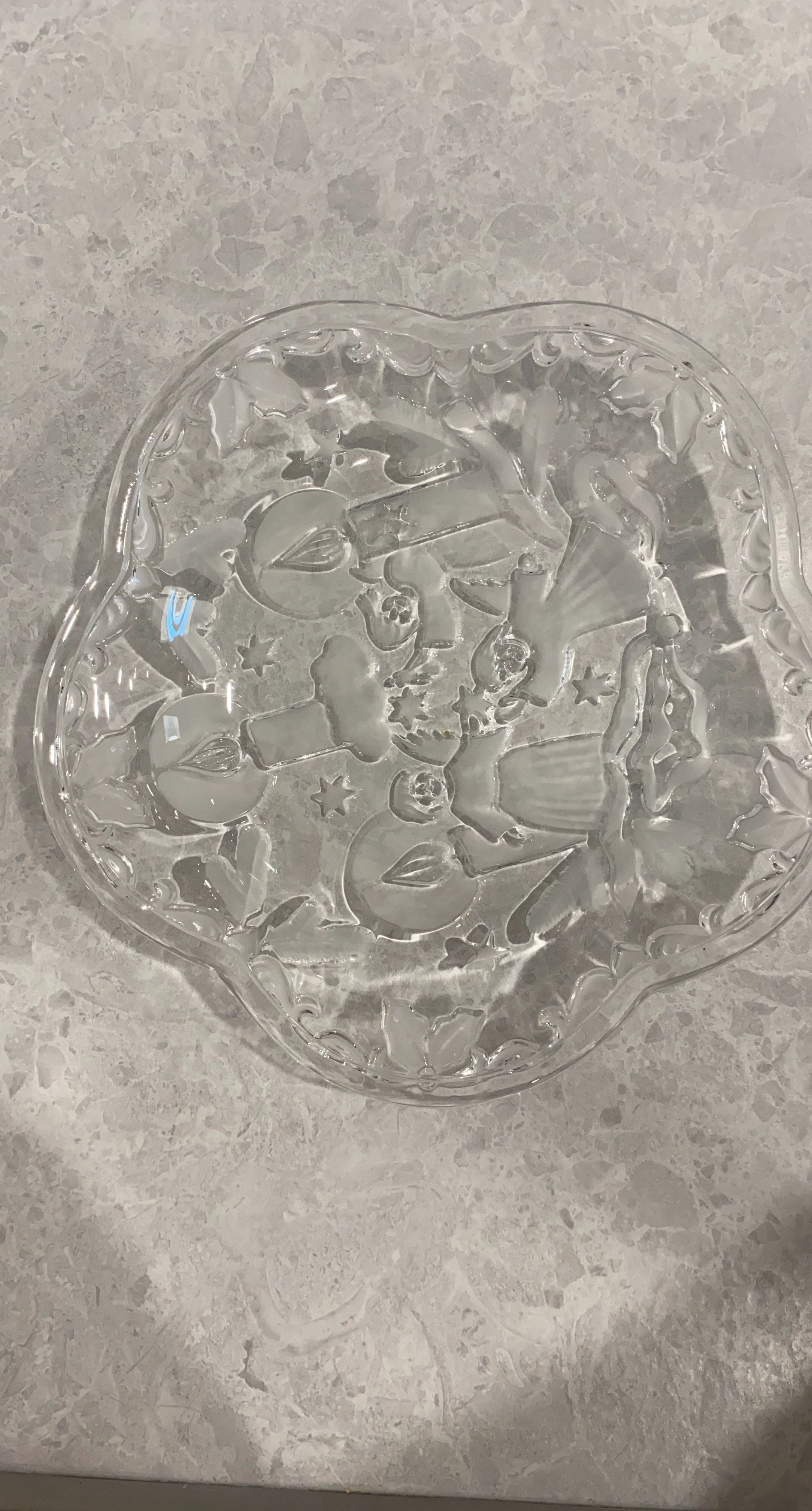 Clear Glass Decorative Plate with Embossed Designs