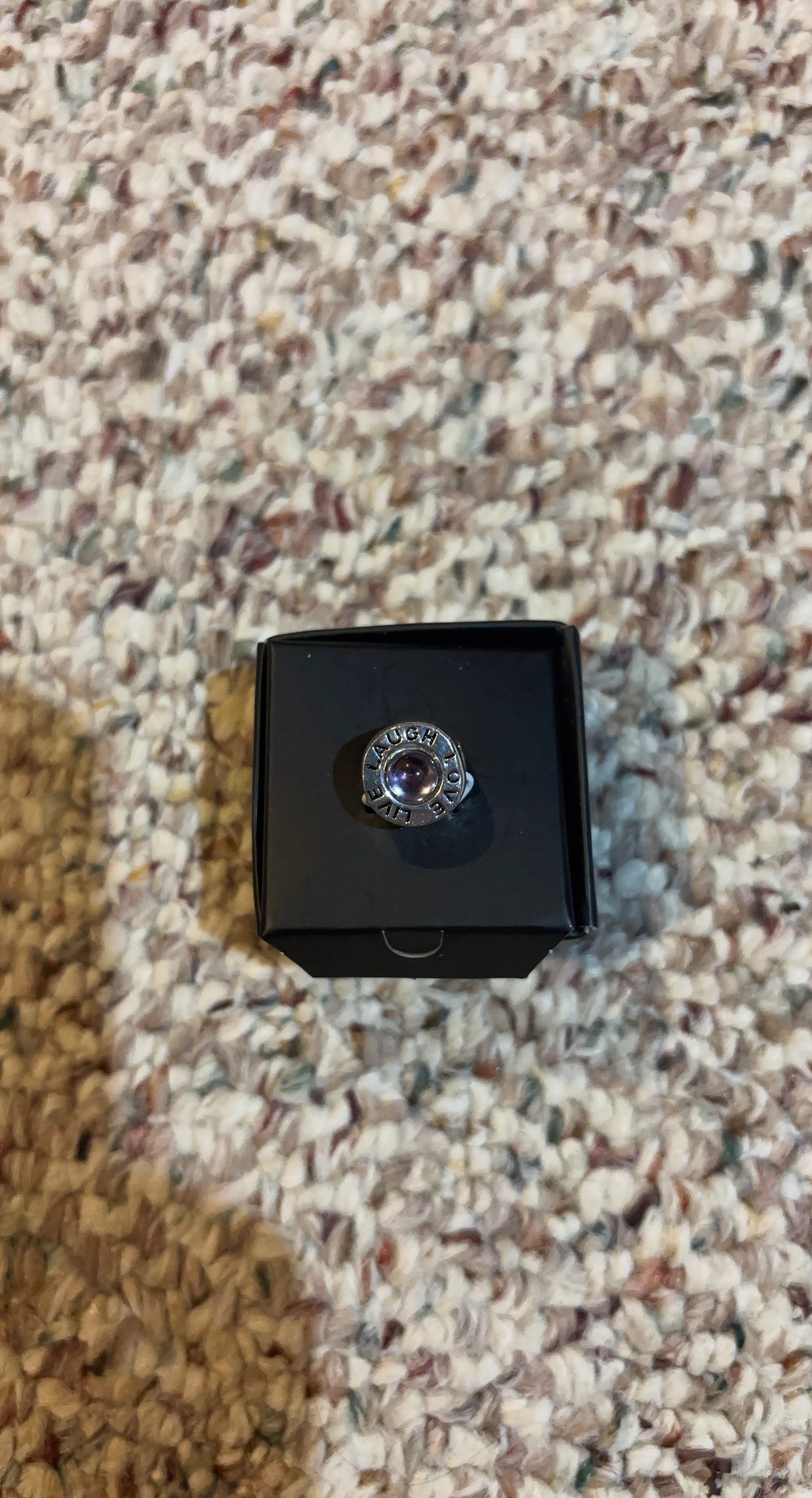 Coach Charm "Live Love Laugh" Purple Stone