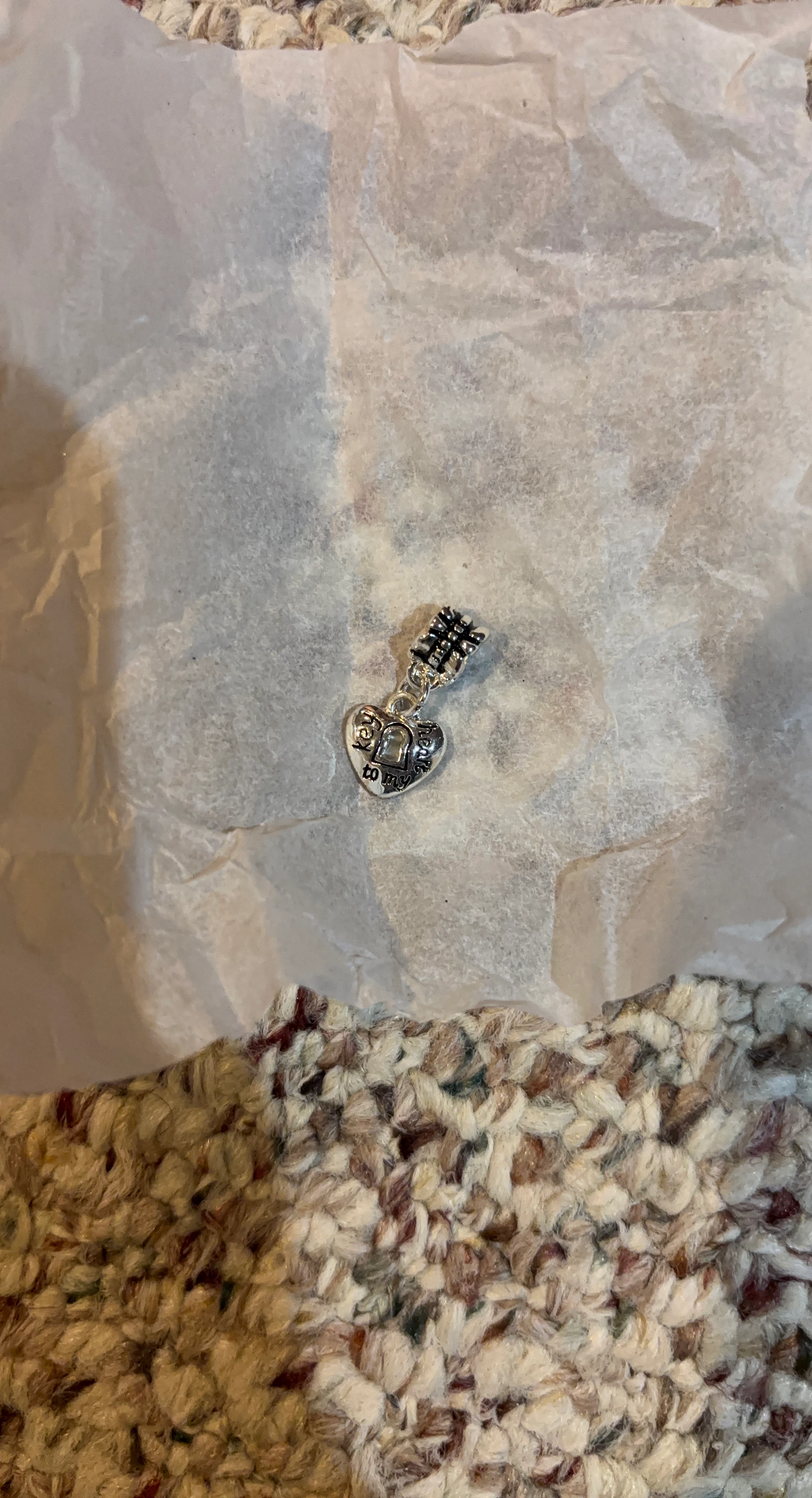 Heart Charm with "Key to my Heart" Engraving