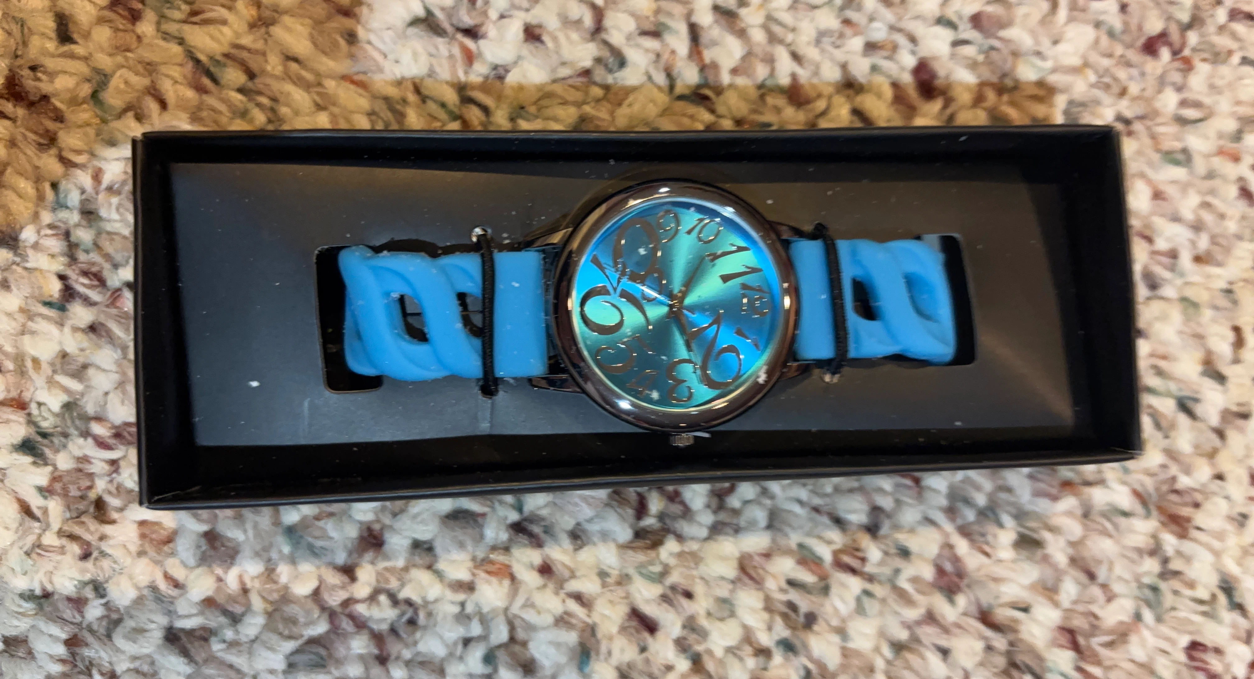 Blue Silicone Chain Watch