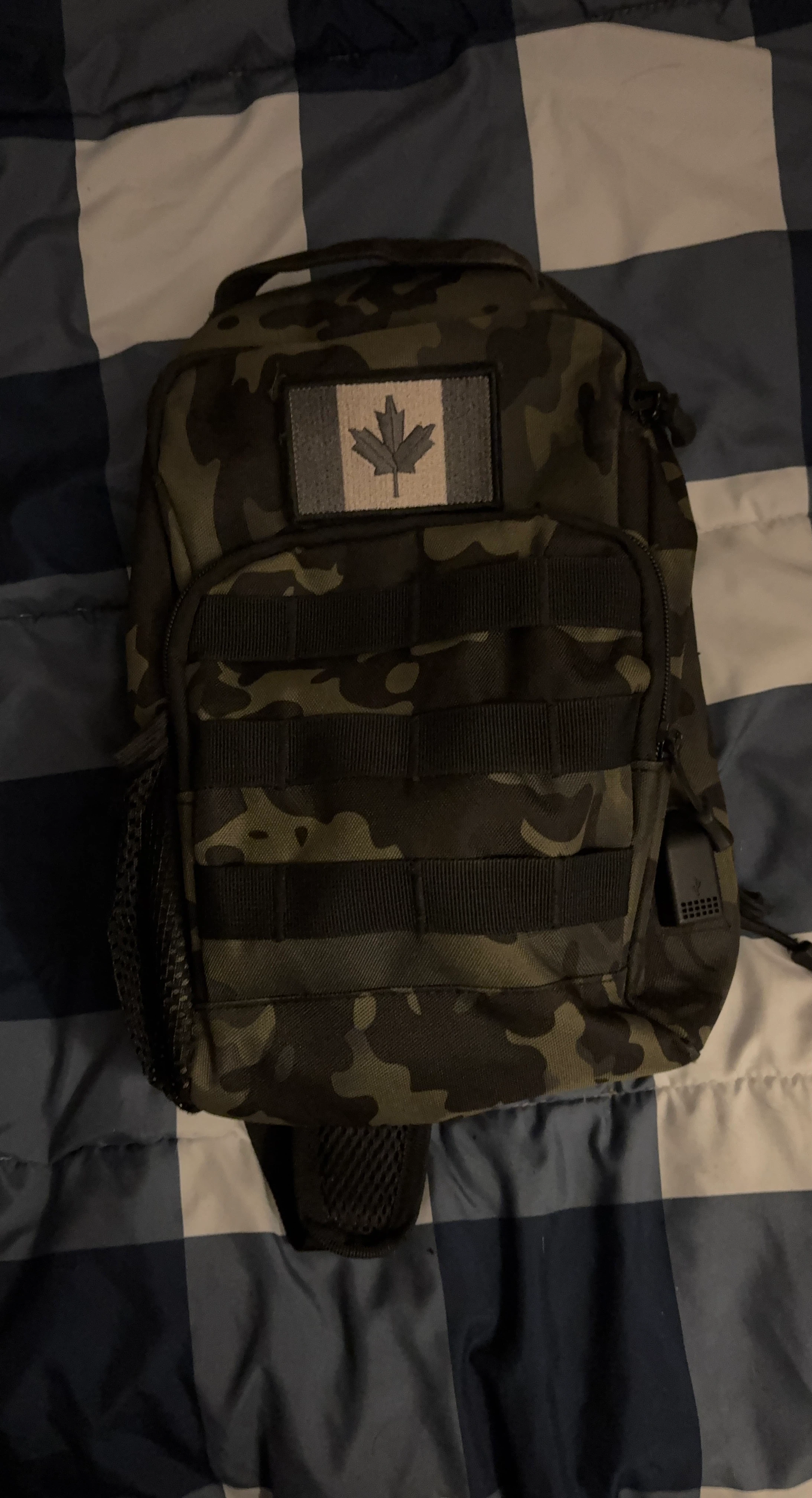 Camouflage Backpack with Canadian Flag Patch