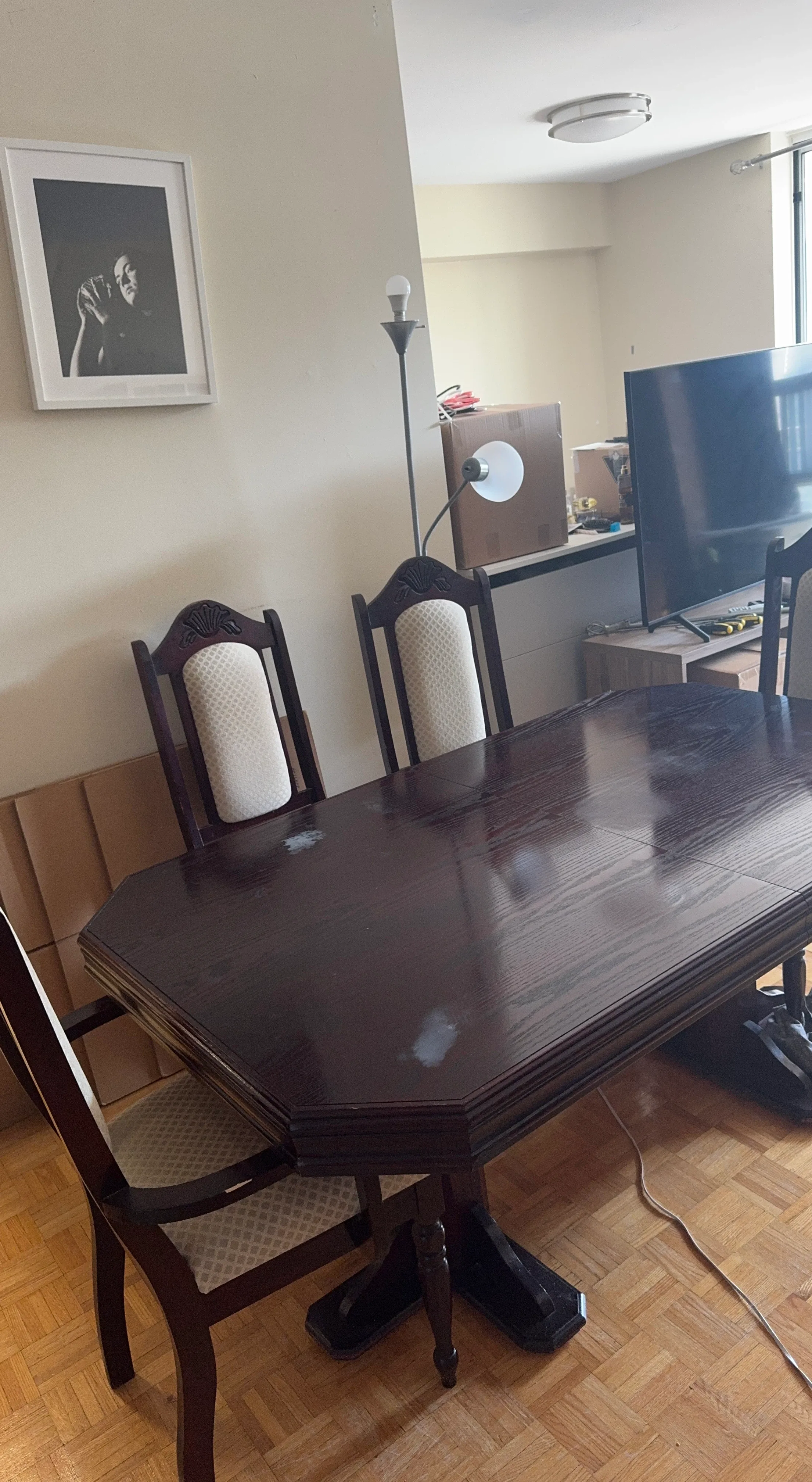 Dark Wood Dining Table with Chairs