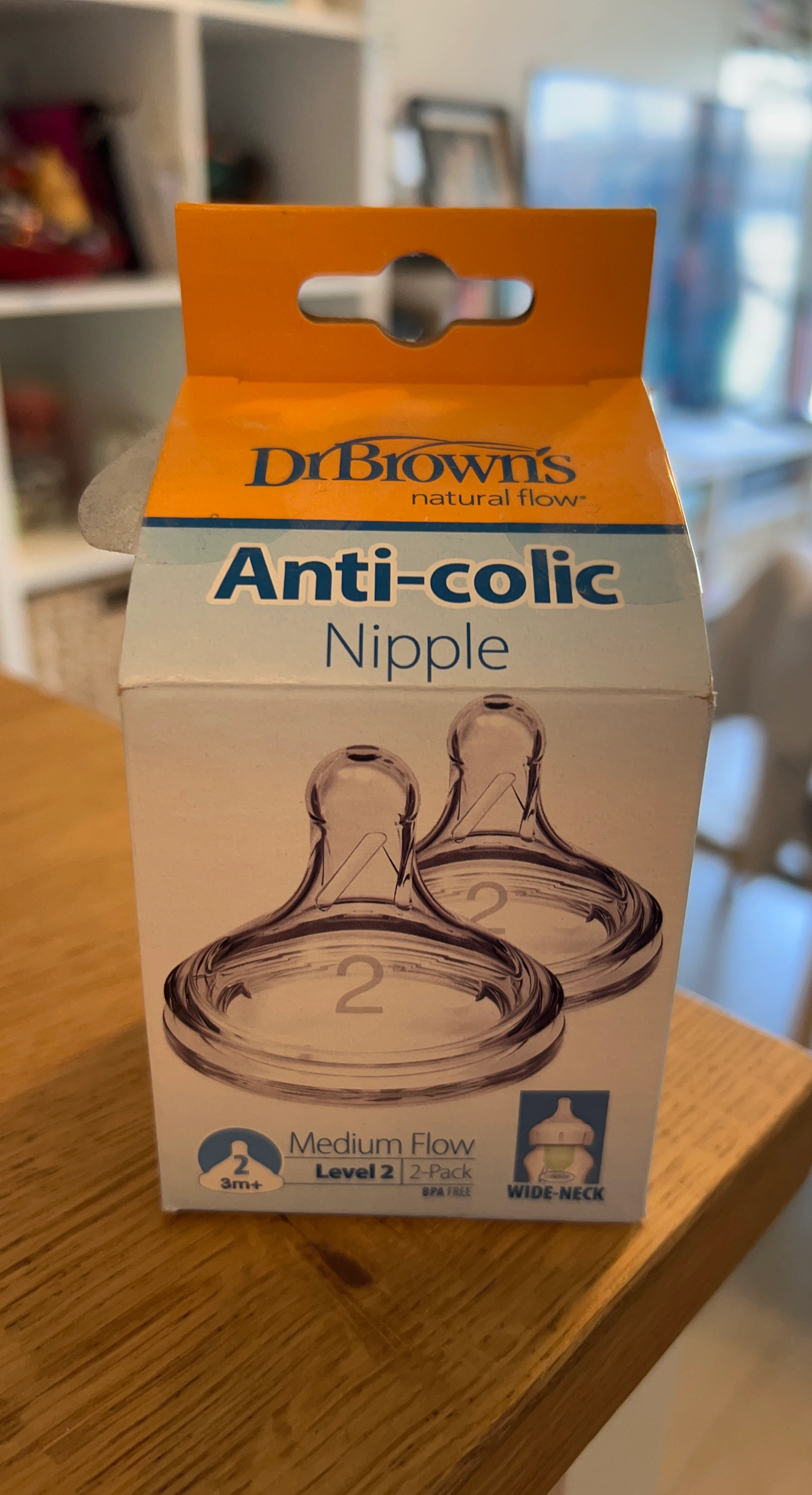 Dr. Brown's Anti-colic Wide-Neck Level 2 Nipple 2-Pack