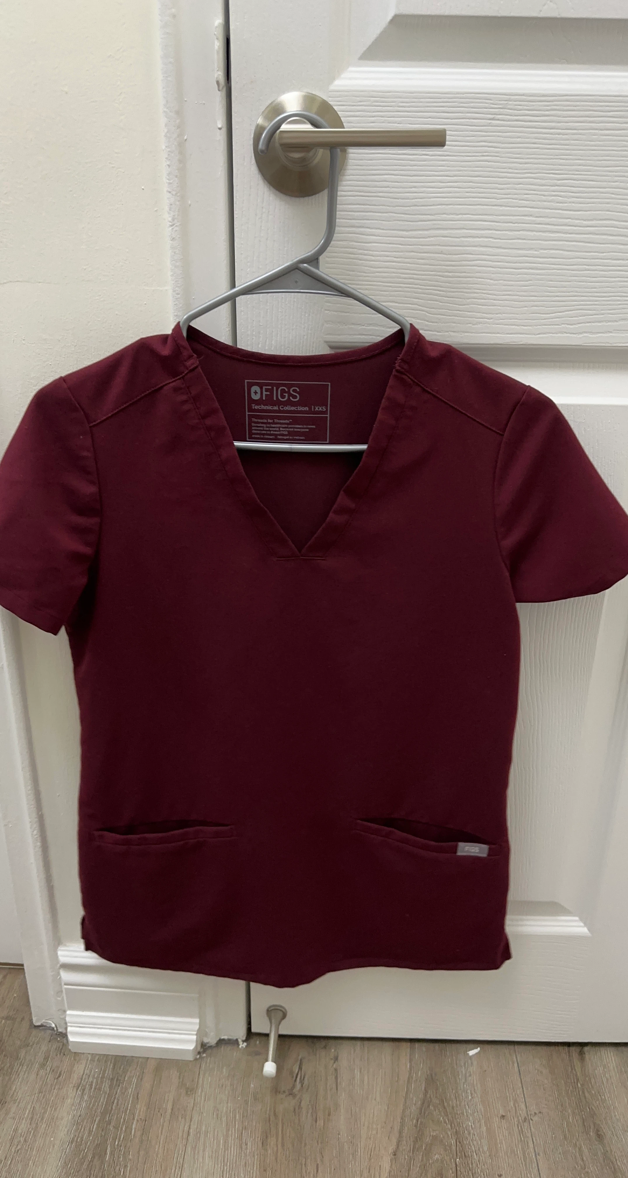 FIGS Burgundy Scrub Top