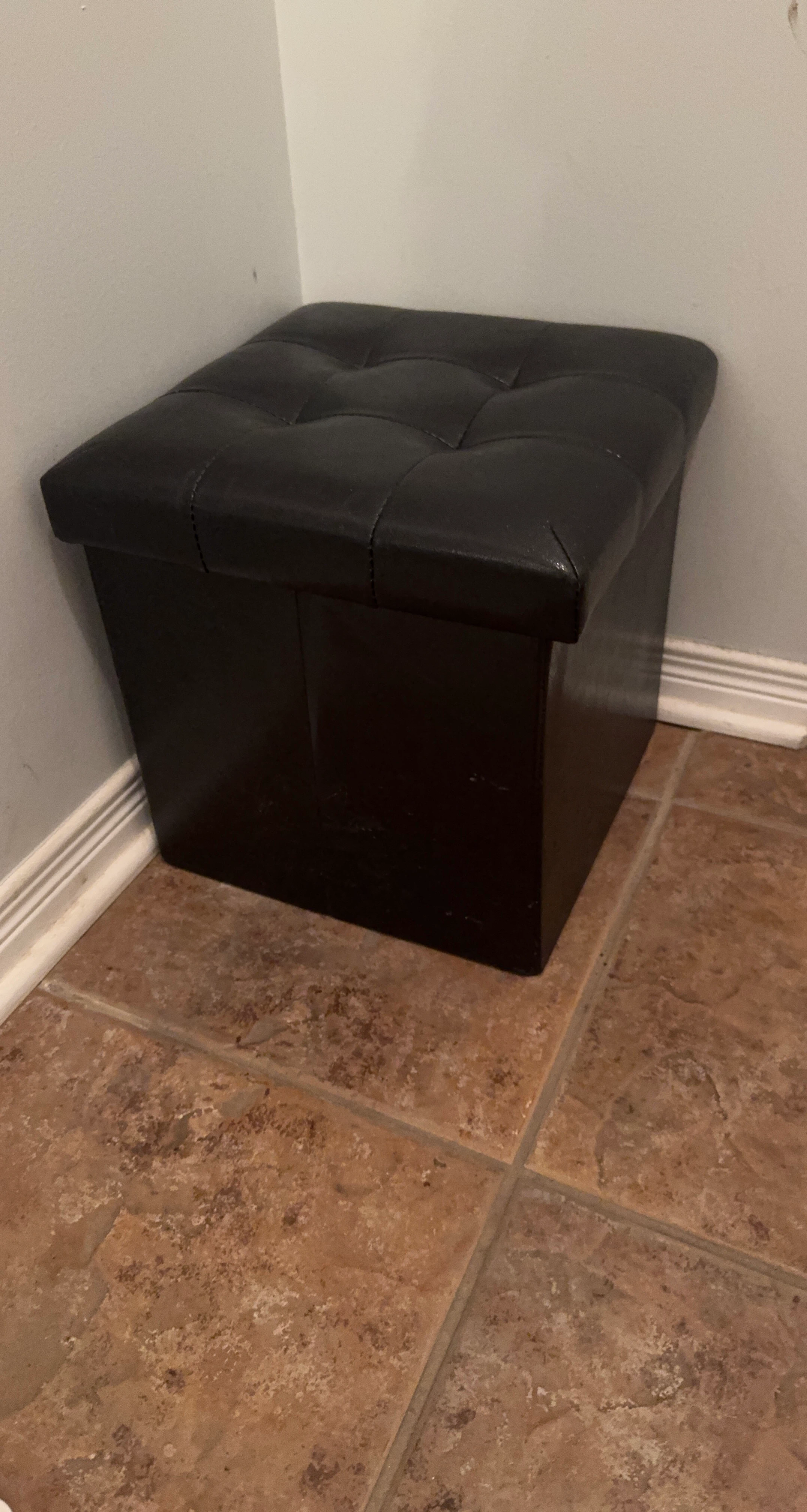 Black Storage Ottoman Footrest