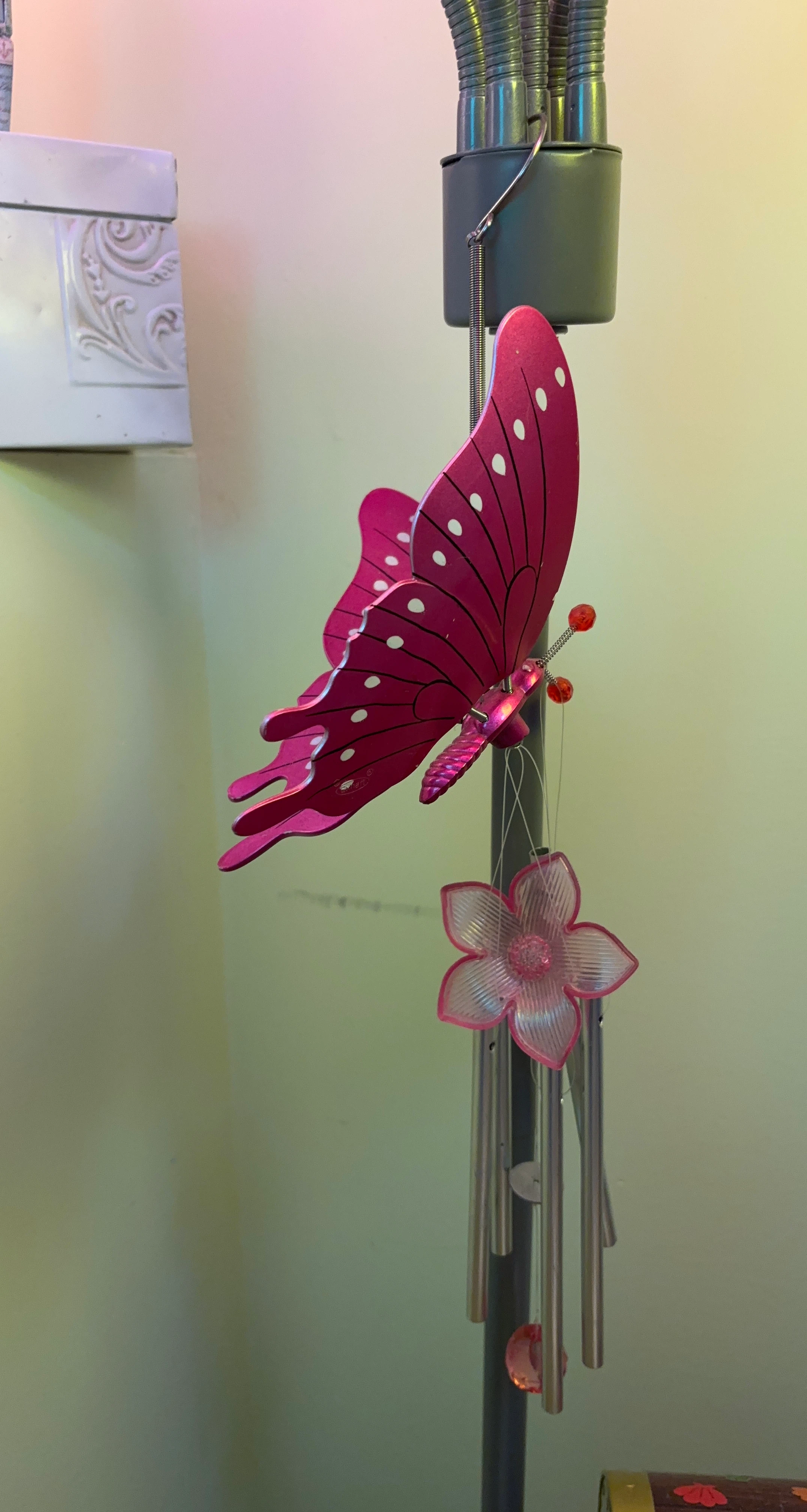 Pink Butterfly Wind Chime