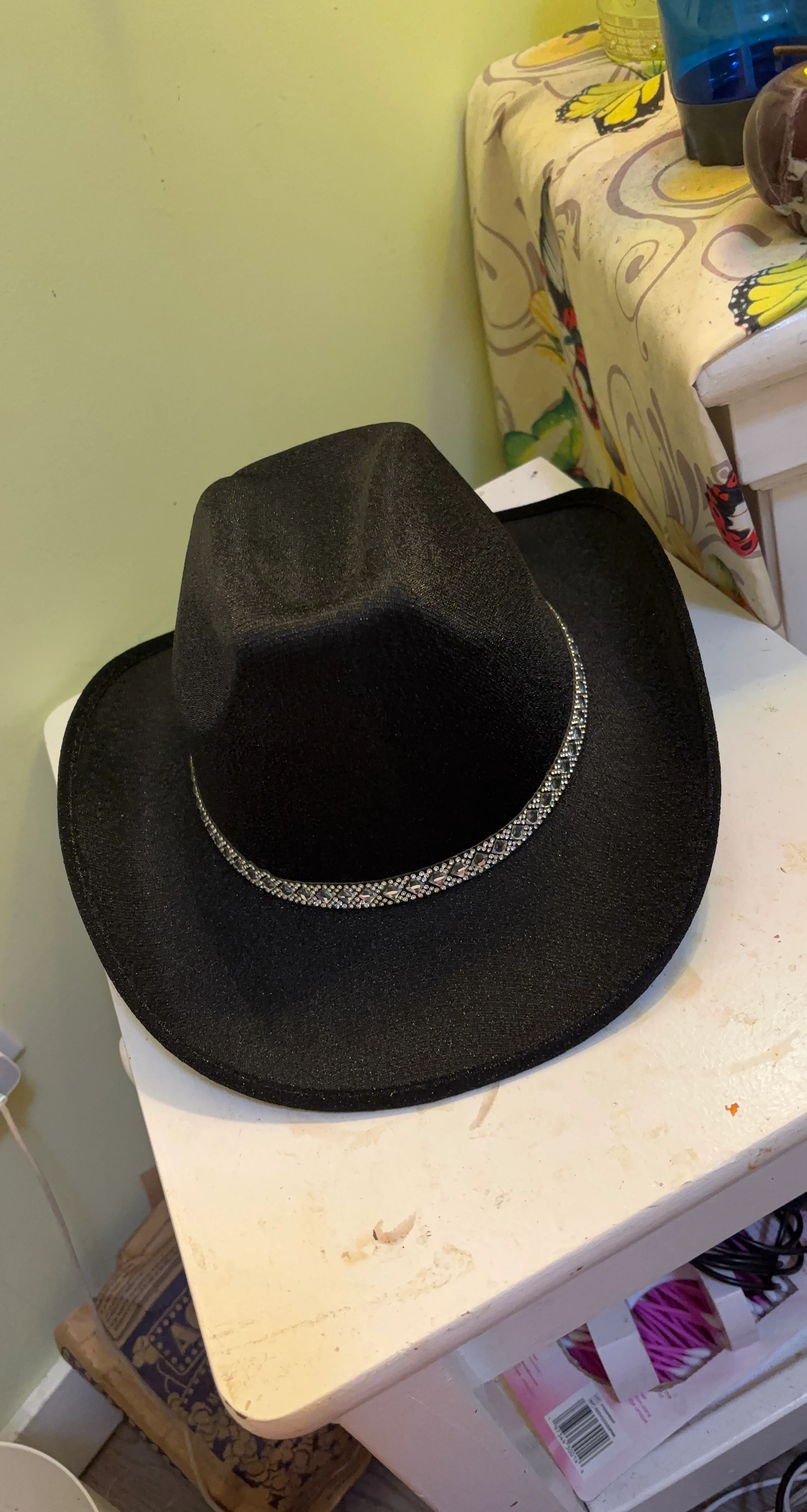 Black Cowboy Hat with Embellished Band
