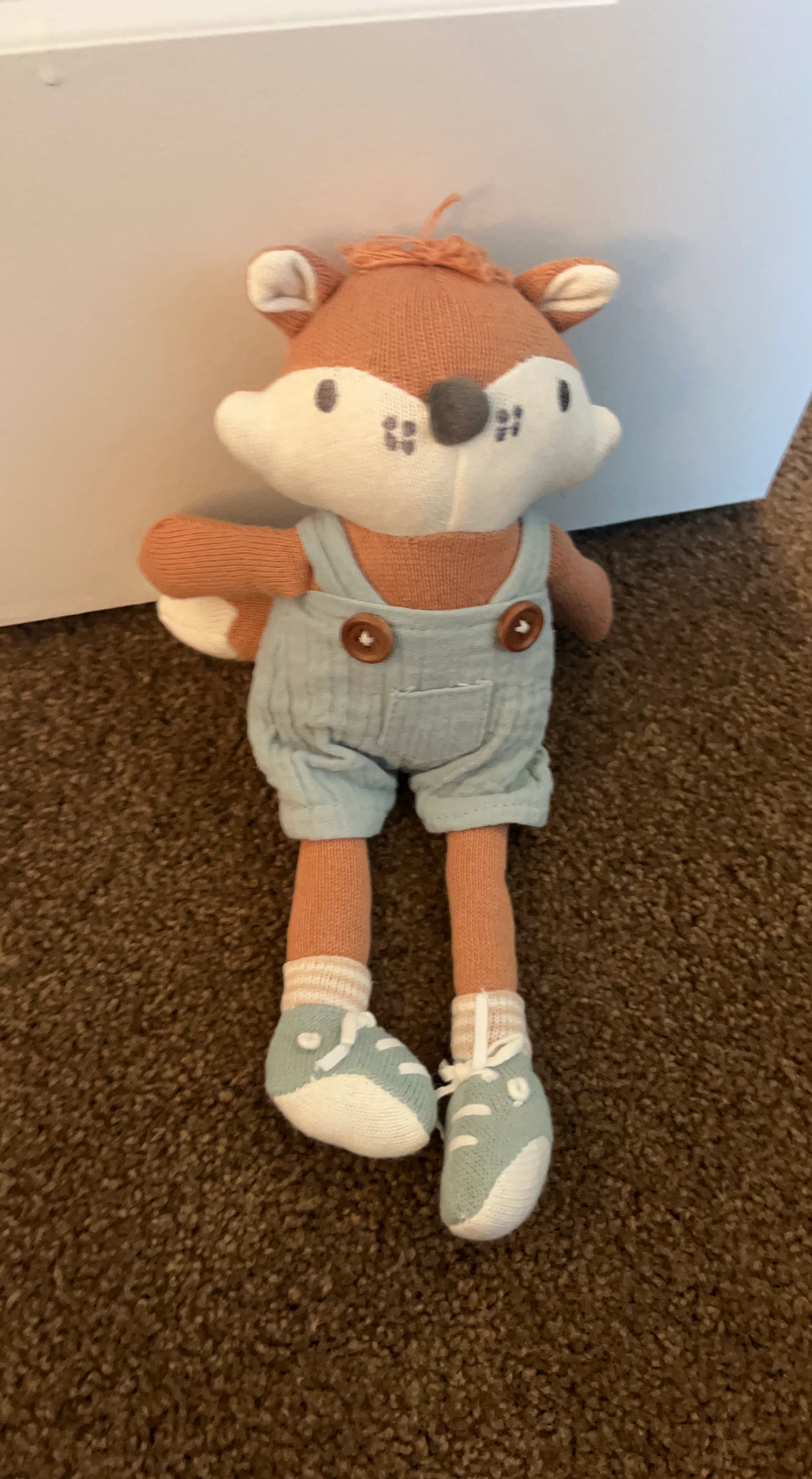 Stuffed Fox Toy with Overalls