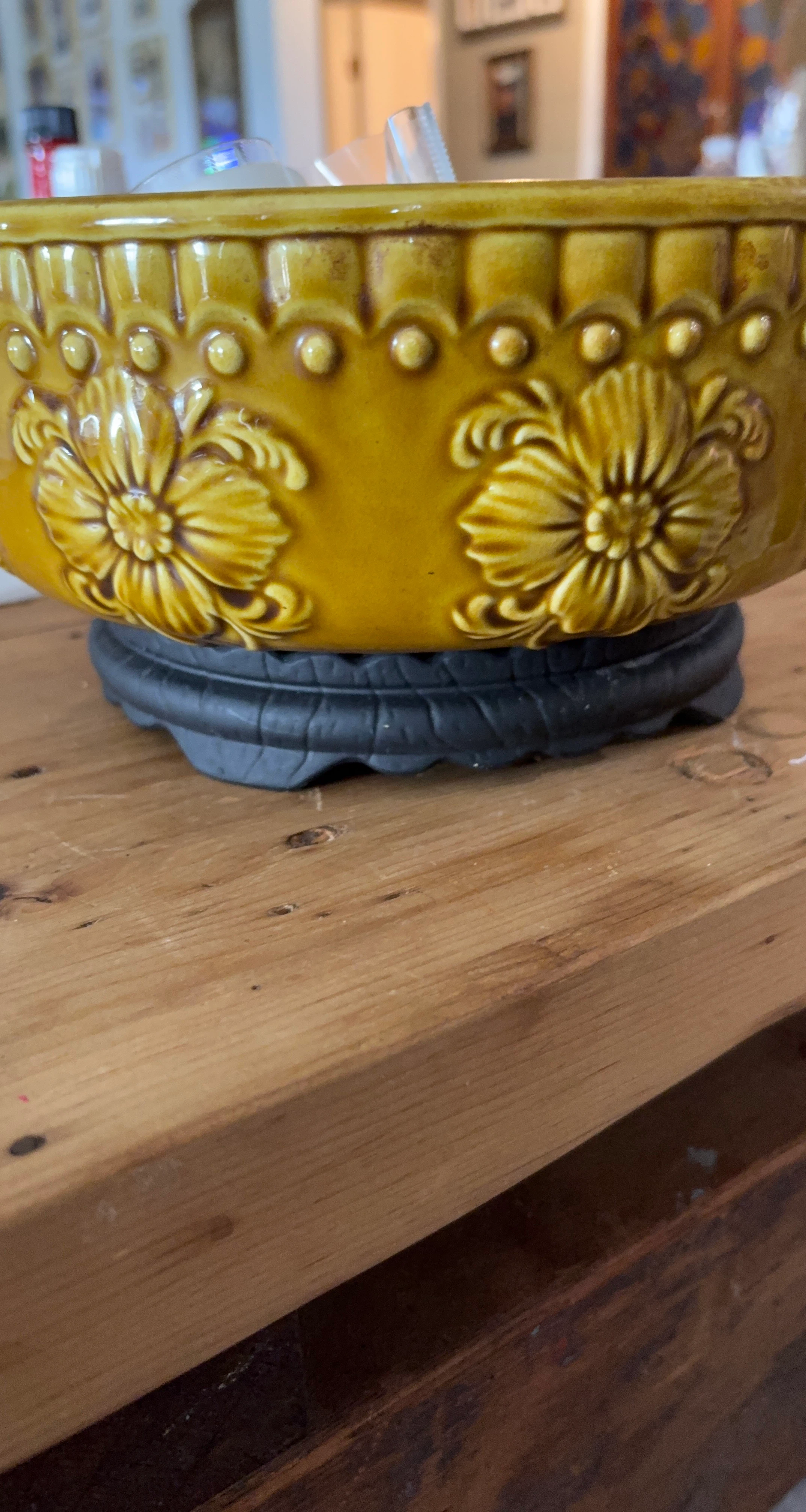 Vintage Embossed Ceramic Bowl