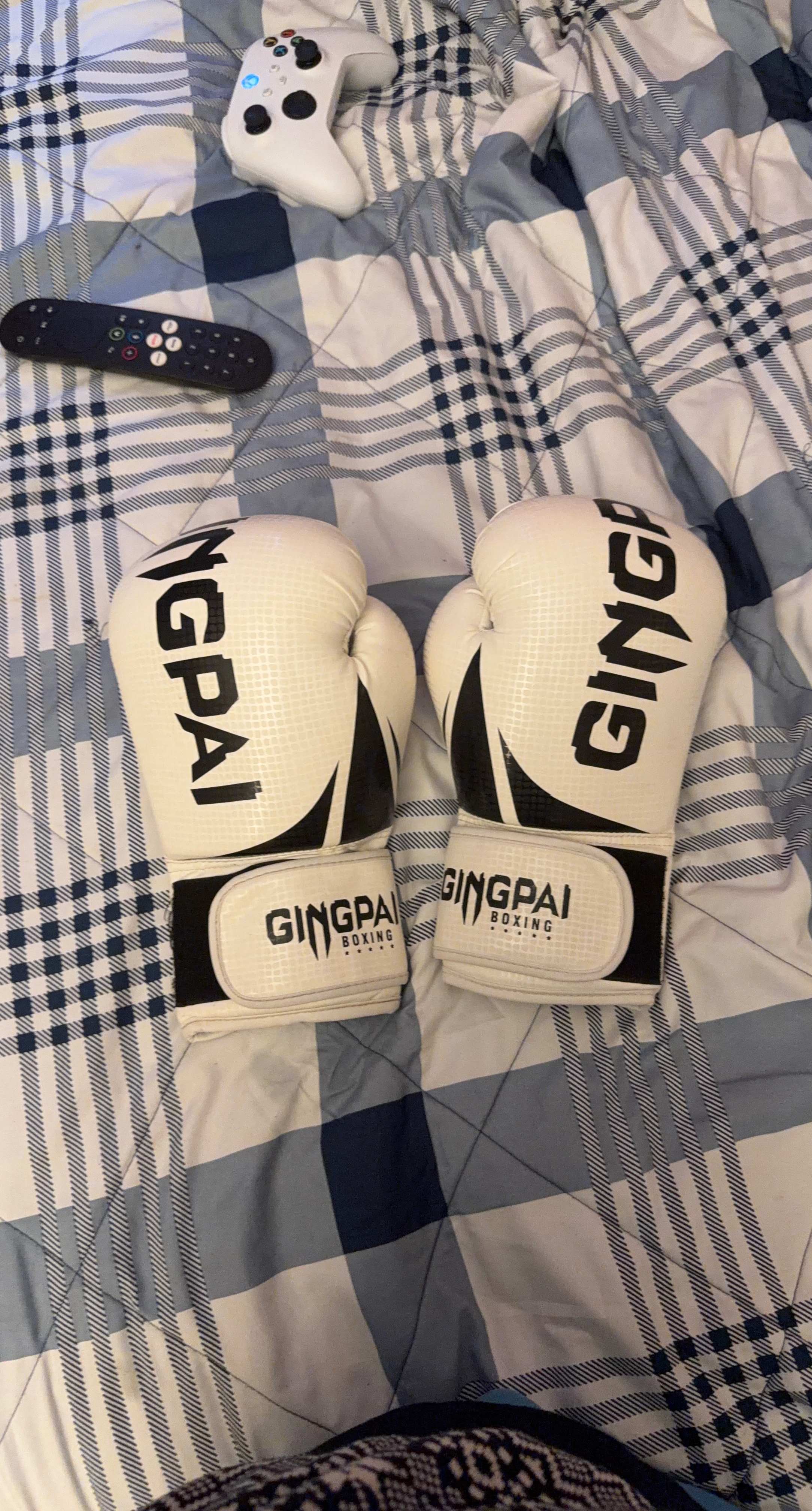 Gingpai White Boxing Gloves 8-oz