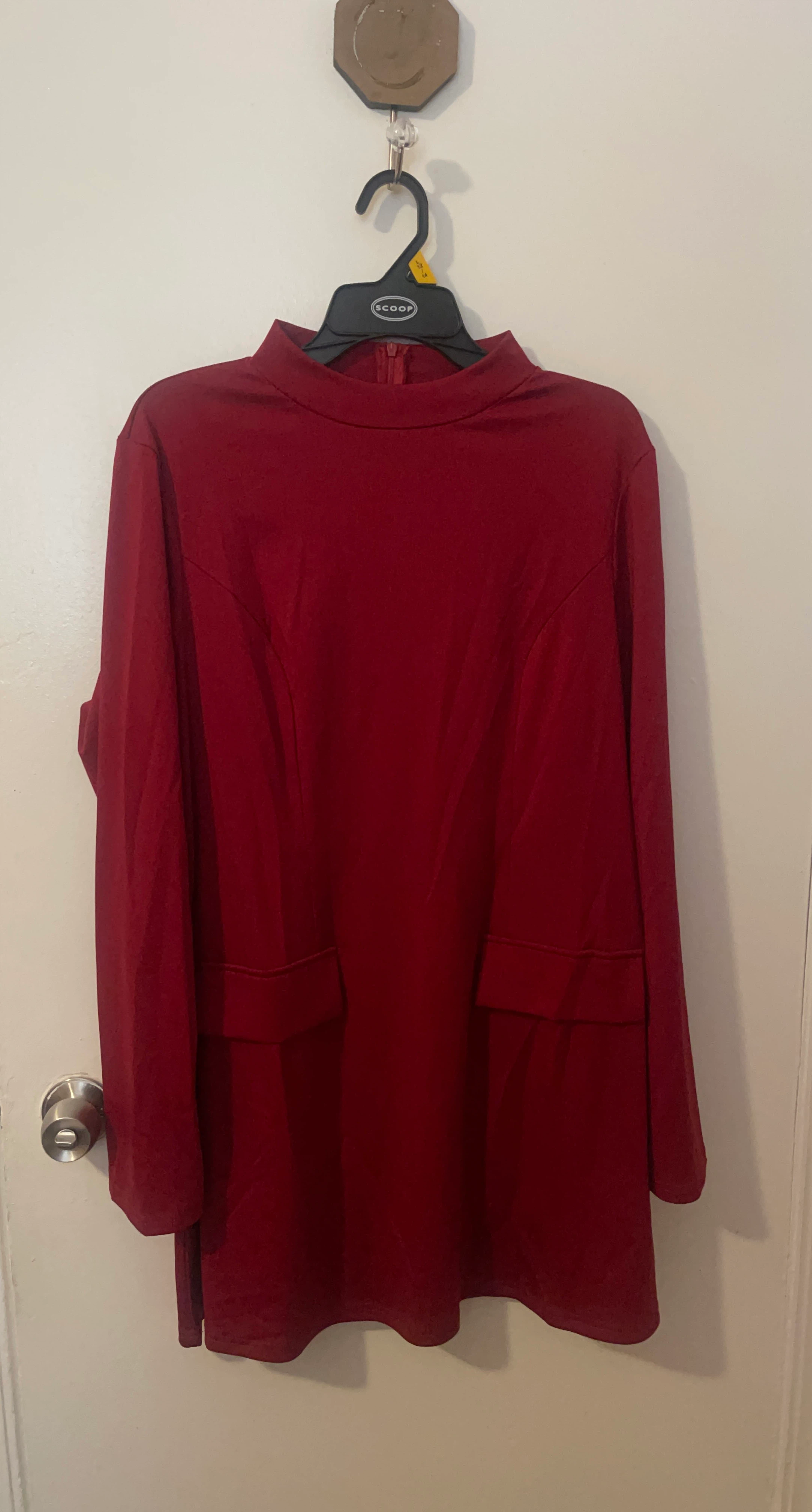 Scoop Women's Red Long Sleeve Mock Neck Dress