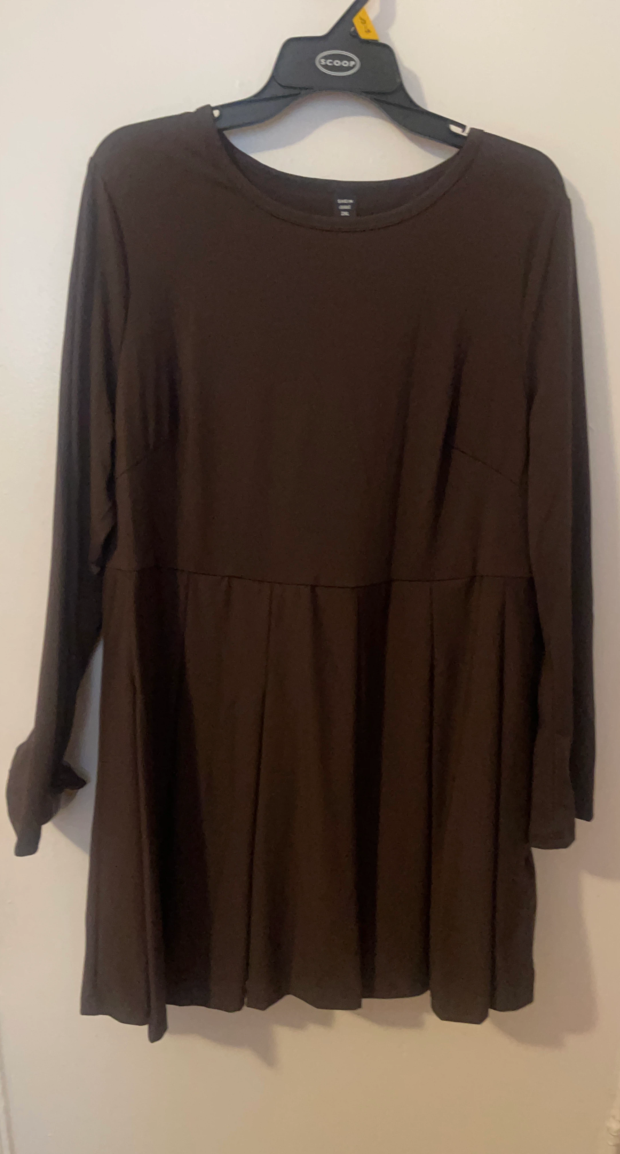 Brown Long Sleeve Tunic Dress