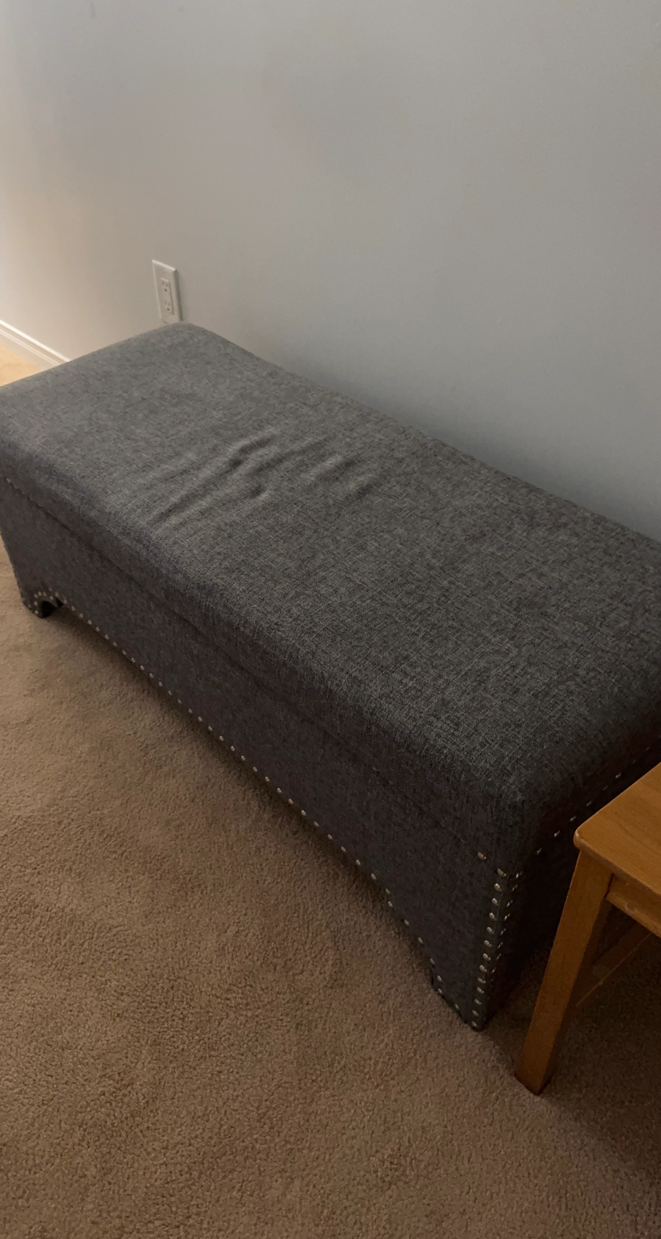 Dark Grey Upholstered Storage Ottoman Bench